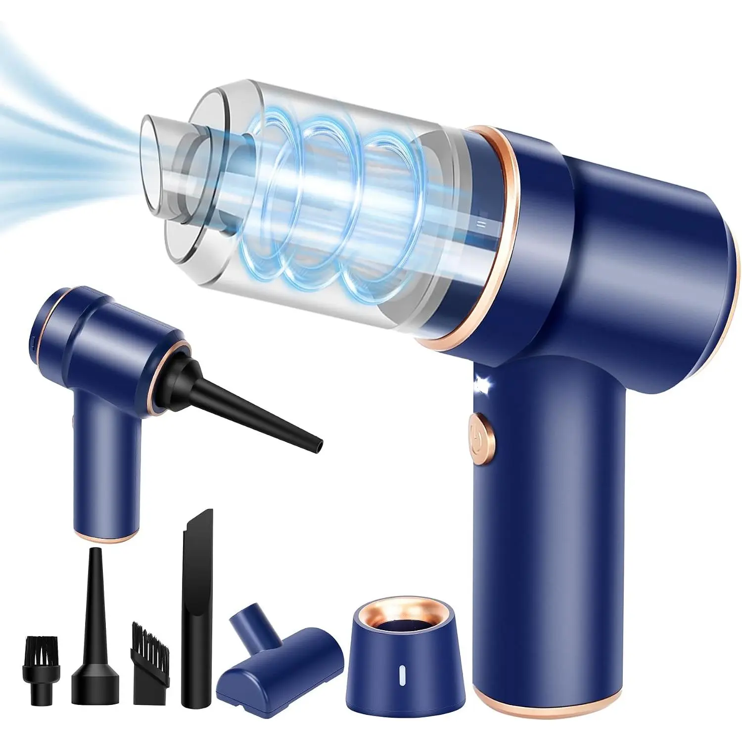 8Kpa Mini Handheld Vacuum Cleaner, 120W High Power Cordless Keyboard Vacuum, 2-in-1 Desk Vacuum & Air Duster with LED Light & Multi-Nozzles for Car, Computer, Sewing MachineGift.
