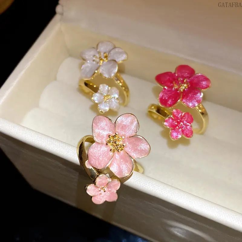 Fresh Floral Series Rings Sweet Forest Style Dainty Versatile Light Luxury High Grade Finger Jewelry For Daily Matching