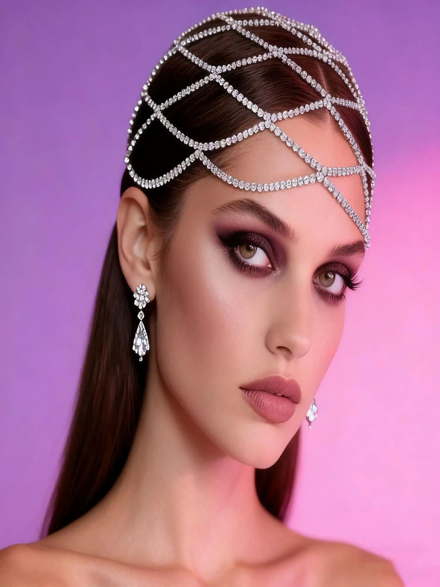 Boho Style Rhinestone Headband, Elegant Mesh Hair Accessory, Sparkling Water Drill Wedding Party Bridal Hairstyle Decor