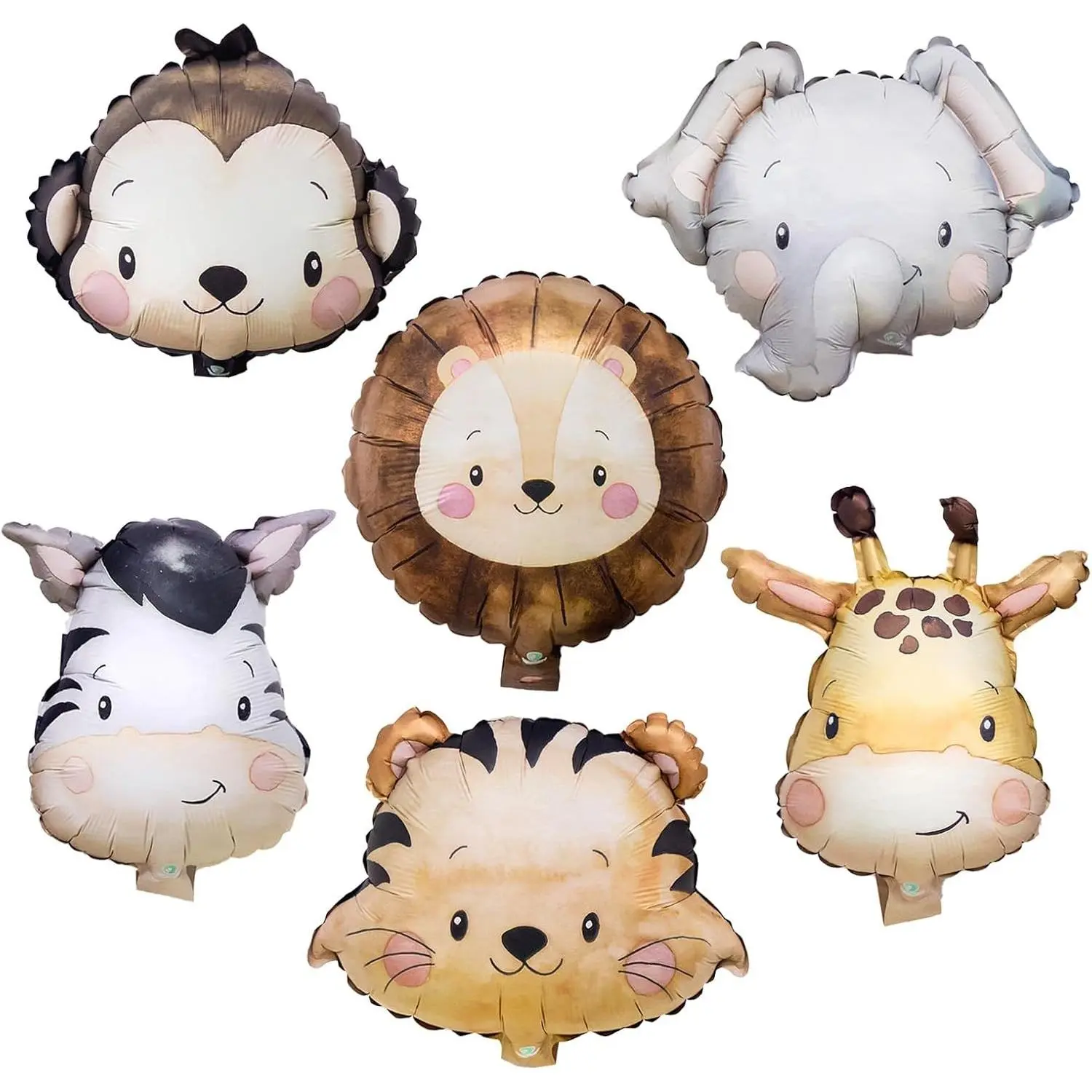6 Pcs Jungle Safari Animal Foil Balloons, Small Animal Party Decorations for Zoo Wildlife Theme BirthdayGift