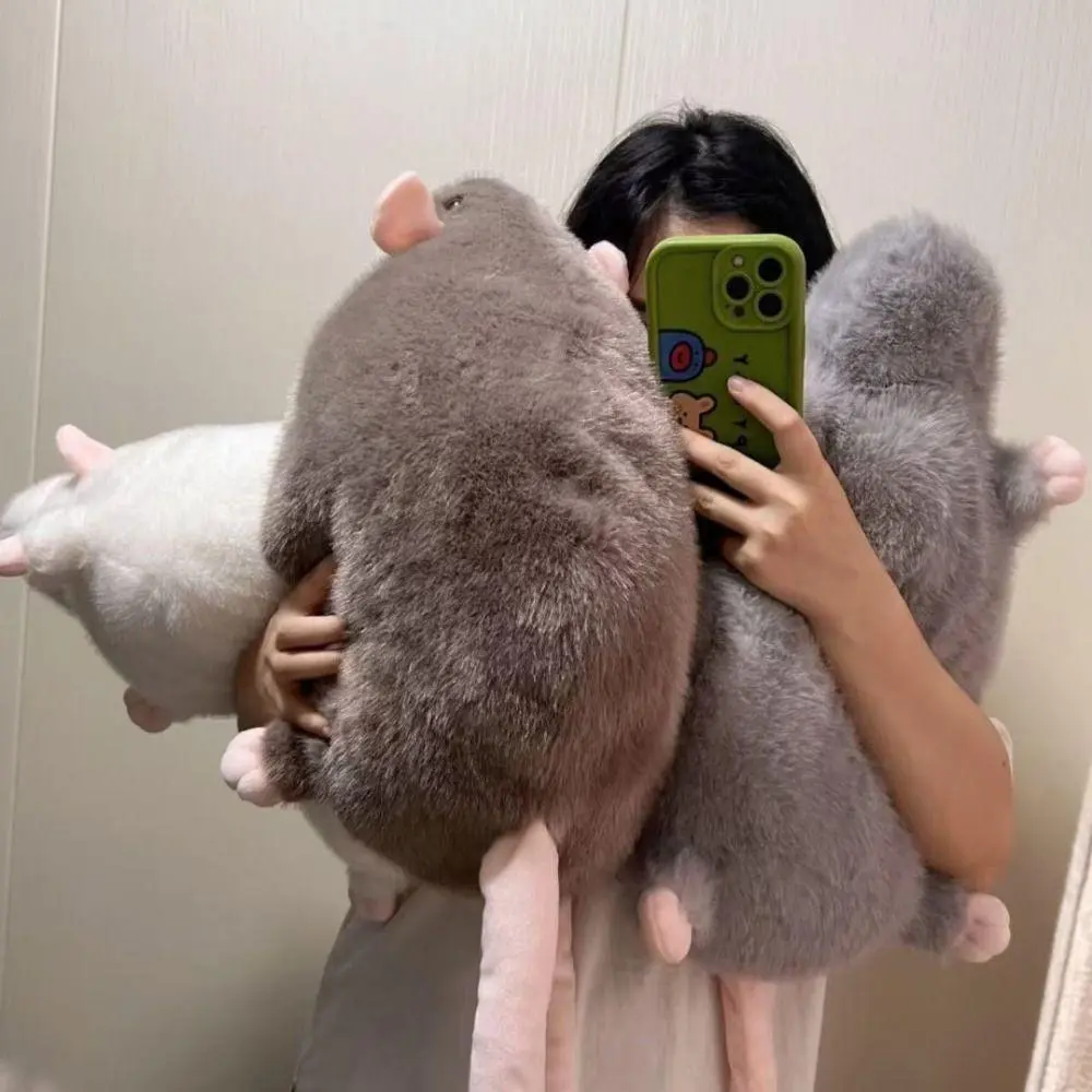 Oversized Little Mouse Plush Doll, 30/45/90cm Durable Soft Fluffy Fabric Stuffed Animal with Flower Branch Design, Cute Stuffies for Stress Relief, Kids Birthday Gift for Girls and Boys