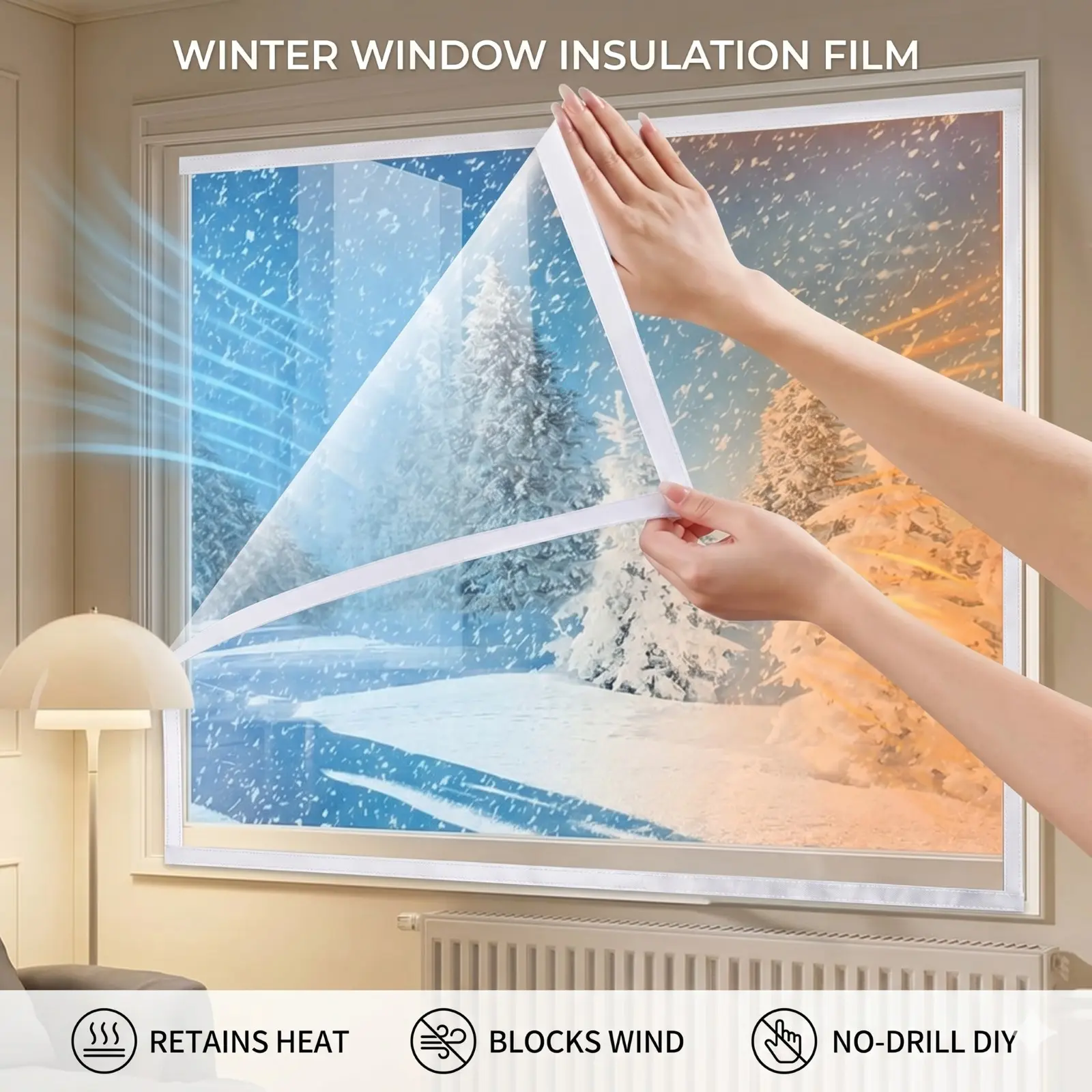 Winter Window Insulation Film – Magnetic Thermal Cover, Draft Proof & Energy Saving, DIY