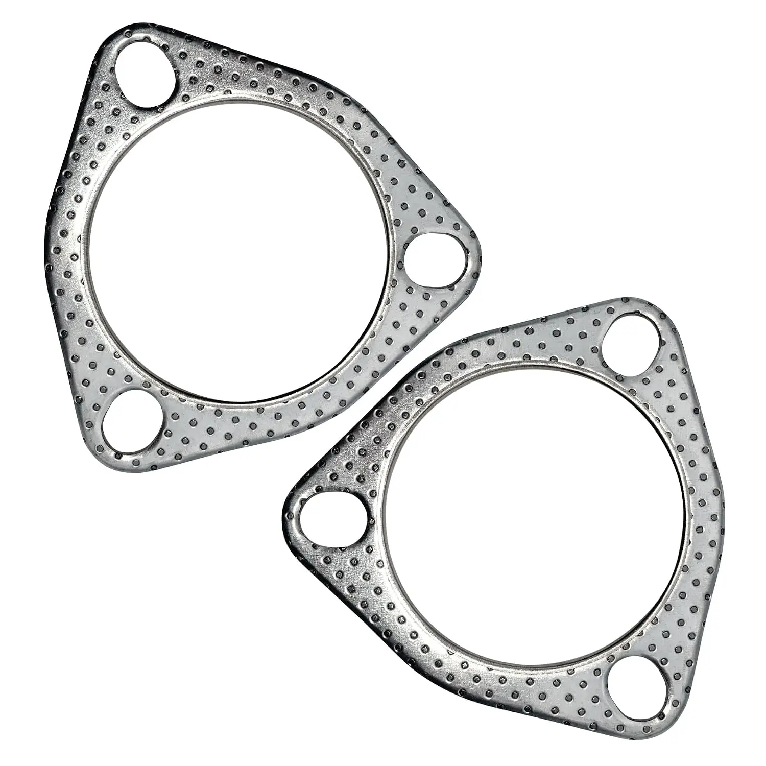 2.5 Inch 3-Bolt 63.5mm Flange High-Temperature Graphite Core Exhaust Gasket Set with Fire Ring, Precision Fit for Silencers, 2 Count