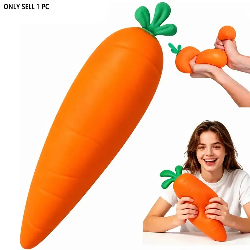 Squishy Carrot Toy Jumbo, 12 Inch Slow Rising Carrot Squeeze Toy, Super Soft Food Squishy for Stress Relief, Fun Sensory Fidget Toys for Kids & Adults, Squishy Sensory Play, Easter Basket Stuffers & Classroom Sensory Toys