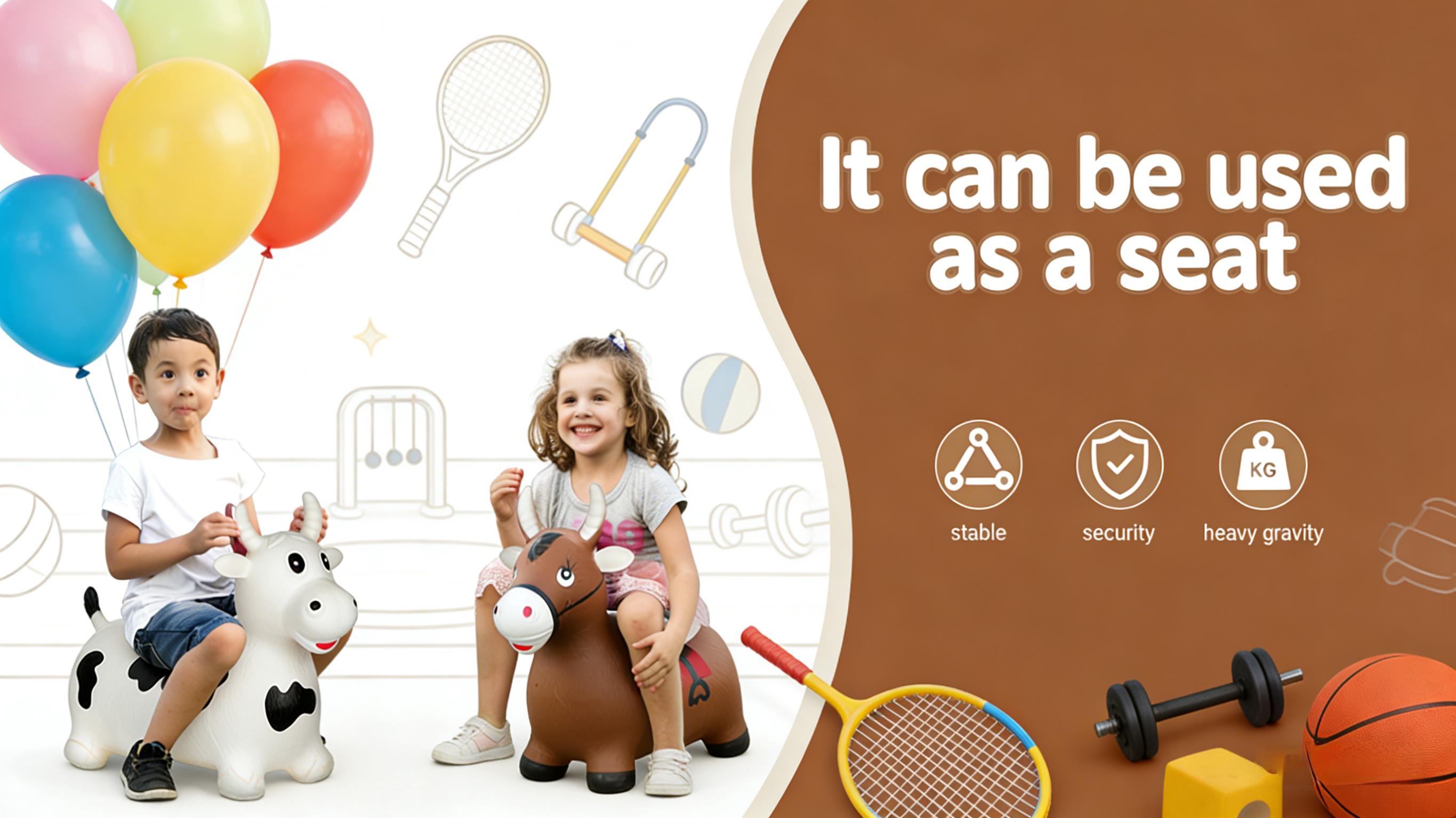 Bouncy Horse Hopper Toys, Toddlers Bouncing Farm Animals Inflatable Jumping Hopping Horse, Ride on Rubber Bouncer for Kids, Outdoor Indoor Cool Birthday Gifts for 2 3 4 5Year Old Girl Boy