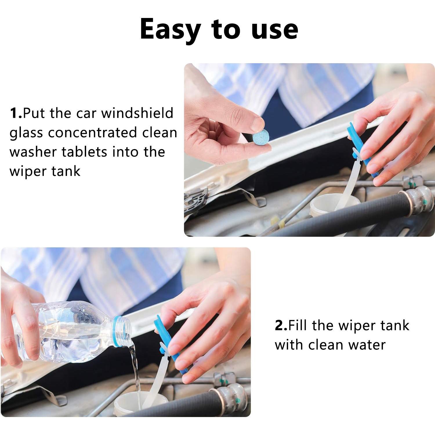 30pcs Concentrated Windshield Wiper Cleaner Effervescent Tablets - Solid Washer Fluid in Tablet Form, Car Cleaning Supplies, Detailing Chemicals, Mother's Day Gift for Her, summerwins