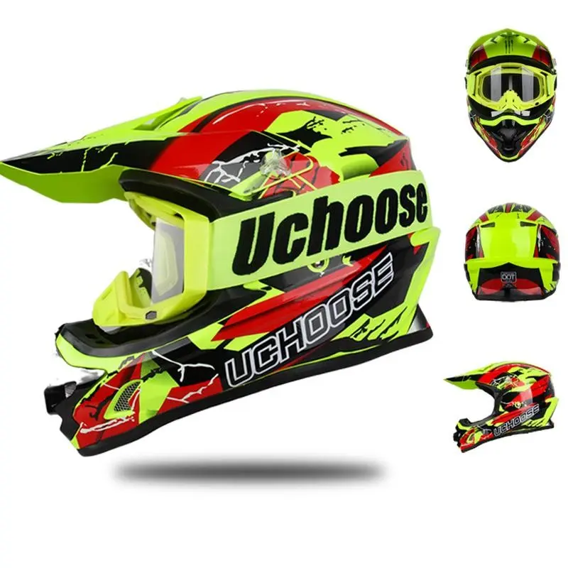 Motorcycle Off-Road Helmet with Detachable Visor, Lightweight and Compact, Unisex, Suitable for Mountain Rally Cars, Race Track Motorcycle Travel
