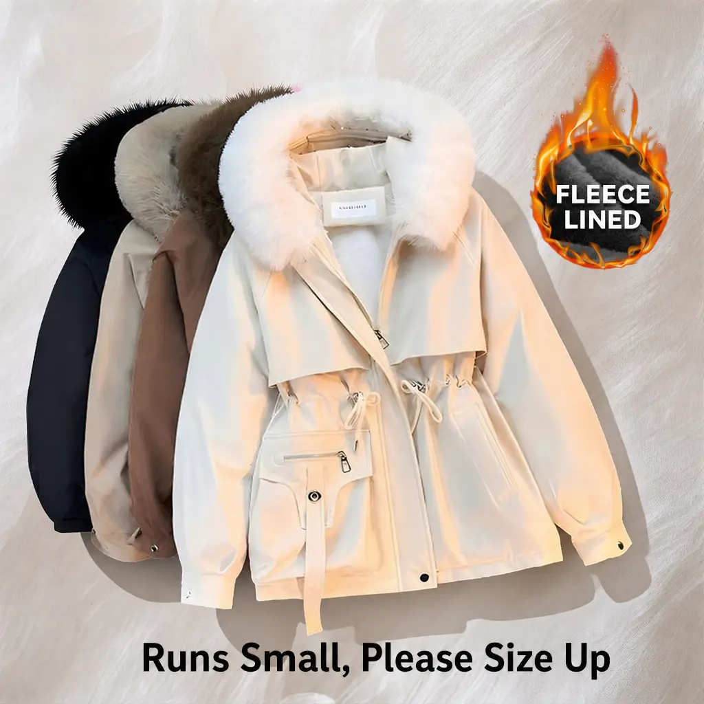 Women's Winter Sport Waist Cotton Coat Long Sleeve Thick Layer Casual Fitted Black Basic Keep Warm Jackets for Sports & Everyday Wear