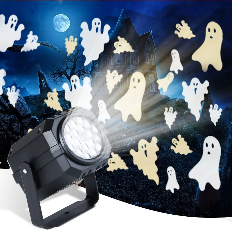 LED Halloween Atmosphere Dynamic Projector Light, 360° Rotation, USB Powered, Realistic Ghost Shadows, Bedroom, Party, Christmas Gift