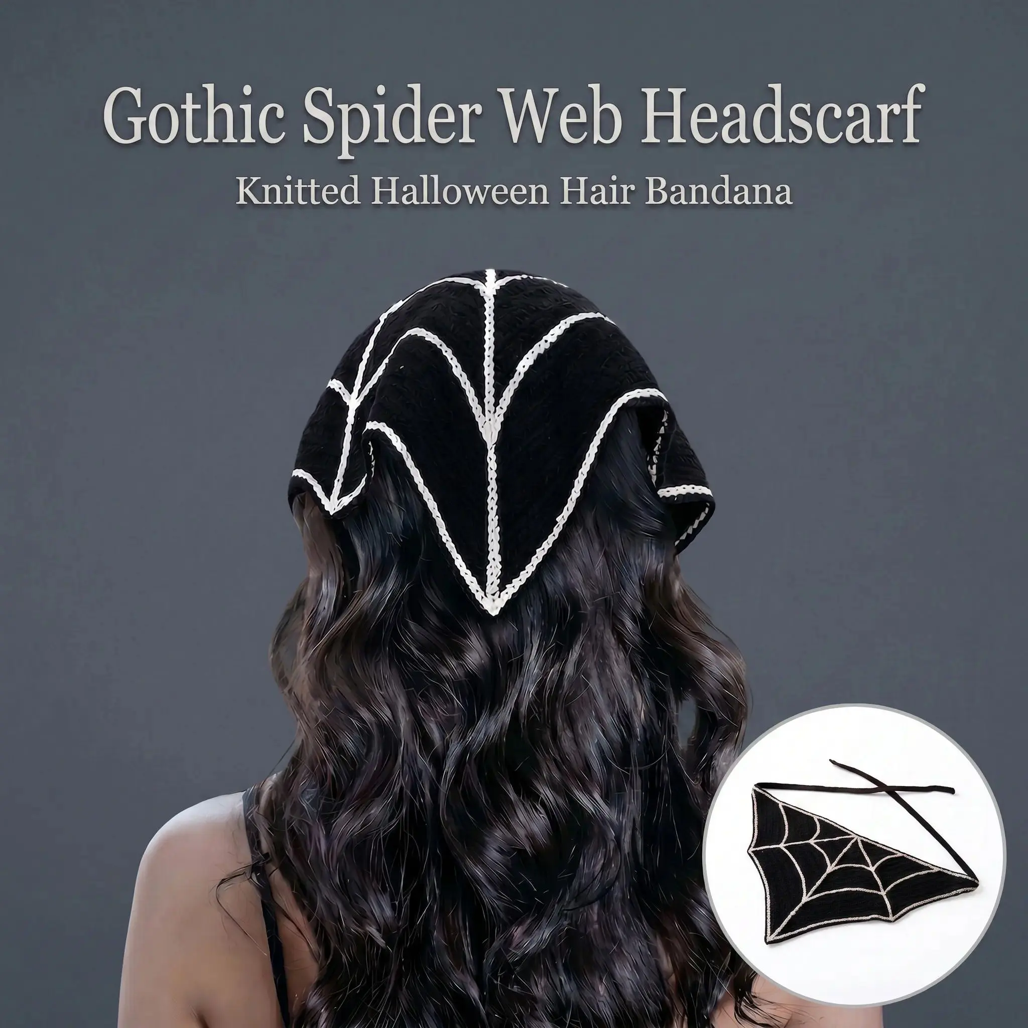 Halloween Spider Web Crochet Headband, Vintage Knitted Hair Wrap with Spooky Web Design, Soft Stretch Hair Accessory for Women, Halloween Party Costumes, Festival Events and Daily Wear campingessentials