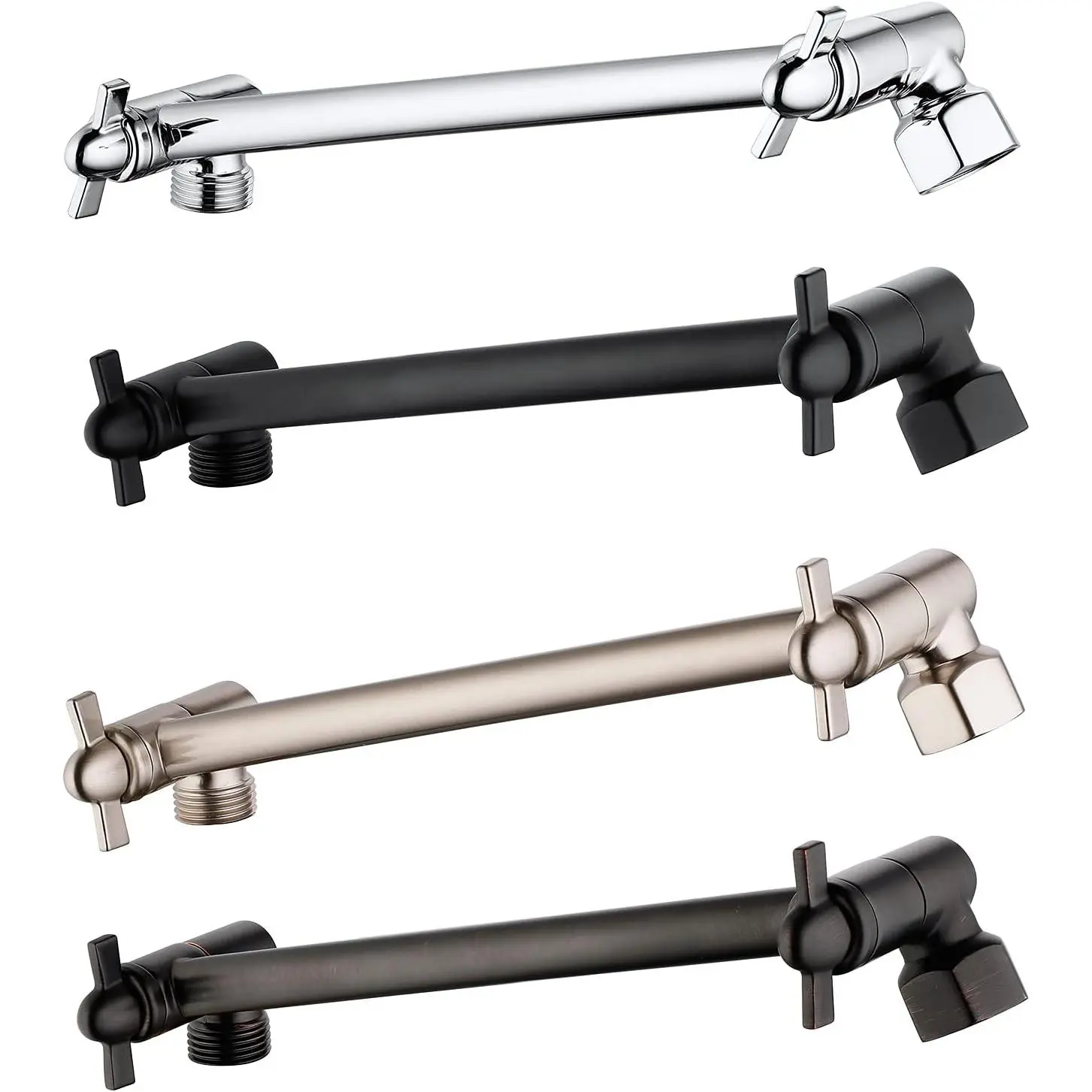 Shower Extension, Adjustable Shower Arm for Bathroom, Solid Brass Shower Arm with Lock Joints, Tool-Free Insatllation (Chrome, 8 Inch)