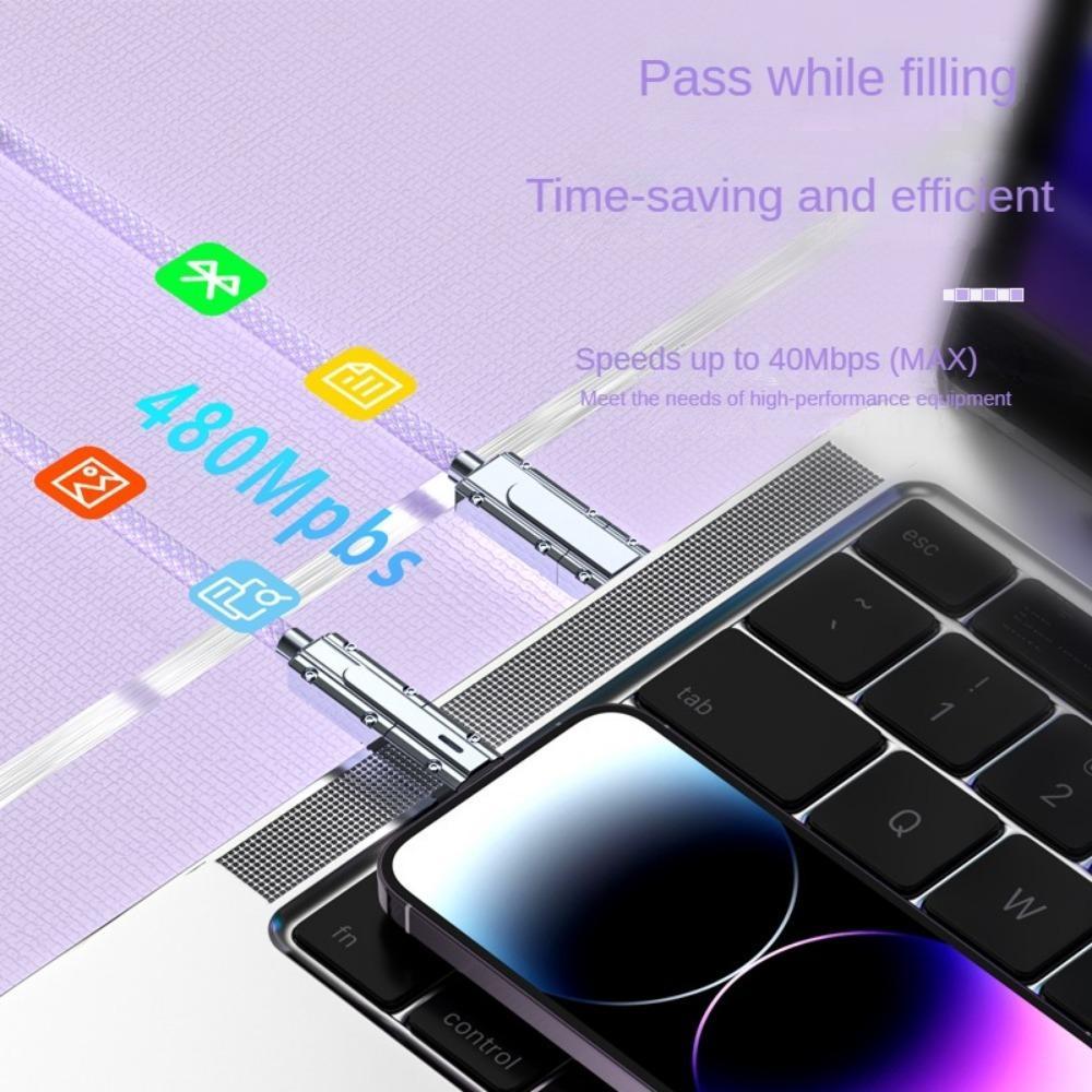 4-in-1 Multi-function Data Cable, PD100W Charging, Dual Type-C 27W Fast Charging Data Cable, Type-C Upgrade Chip Supports Mobile Phones To Charge Mobile Phones, Type C Charger
