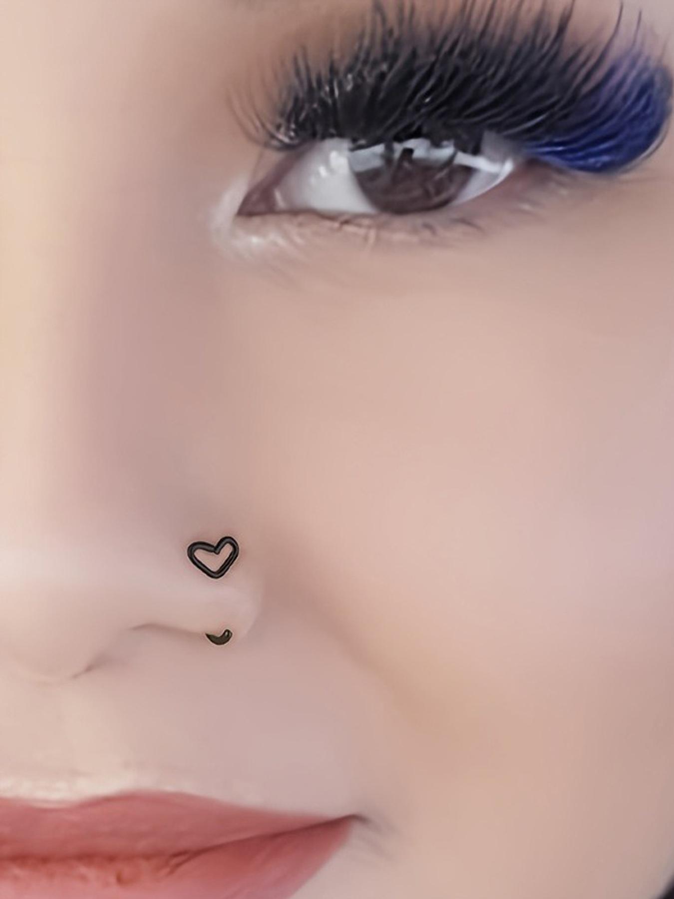 Heart Shaped Nose Stud, Stainless Steel Nose Ring, Body Jewelry for Women & Men, Suitable for Daily Wear