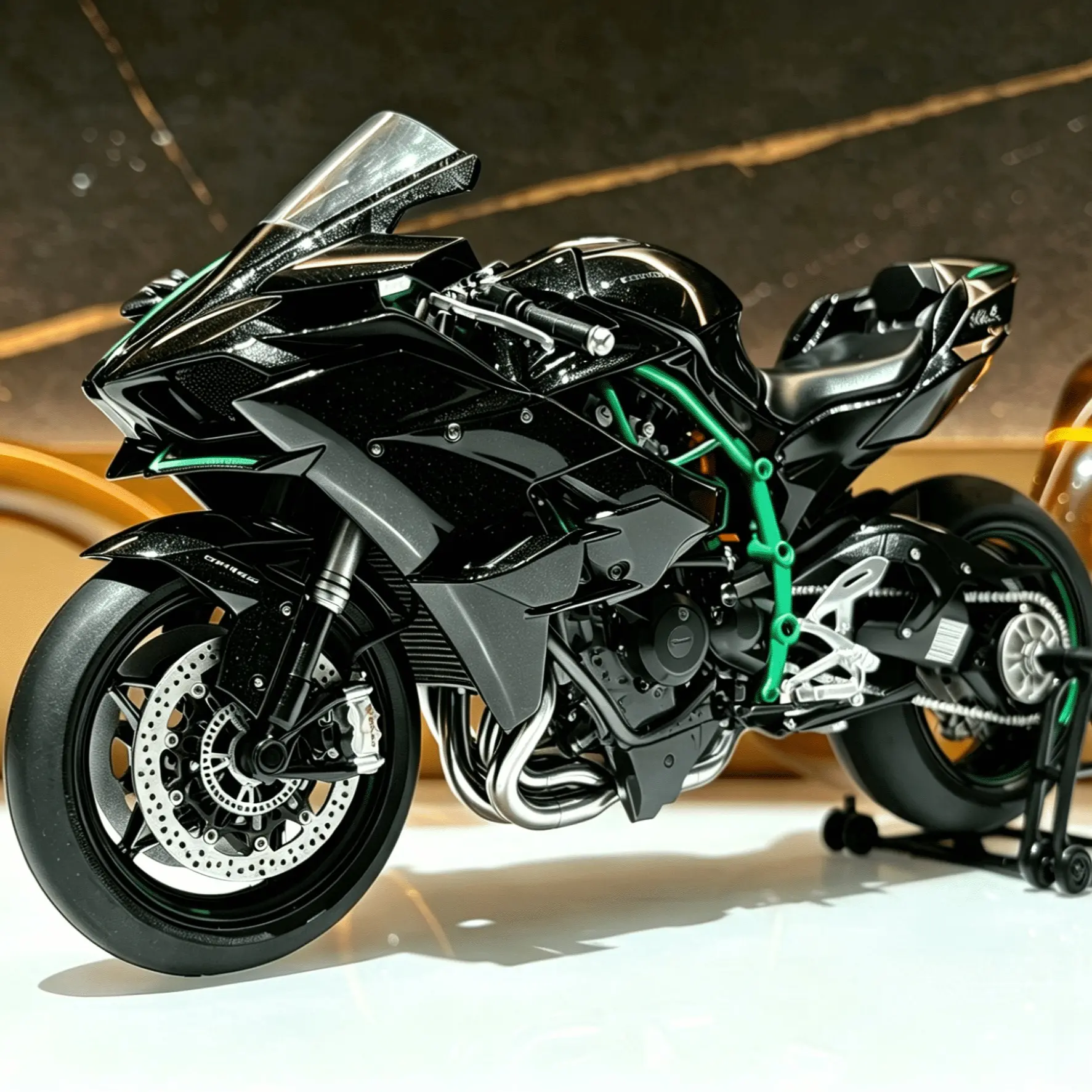 Dynamic Alloy Die-Cast Motorcycle Model, Startable, Smoke Exhaust, LED Lights, Shock Absorption, Front Wheel Pivot, Gift for Motorcycle Enthusiasts