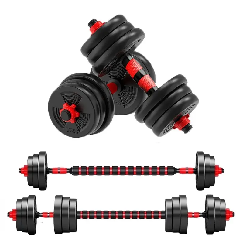 Aobtkel5-44lbs Adjustable Dumbbell to Barbell Set, Anti-Slip Grip, Versatile Home Gym Fitness Strength Training Barbell Weight Plates