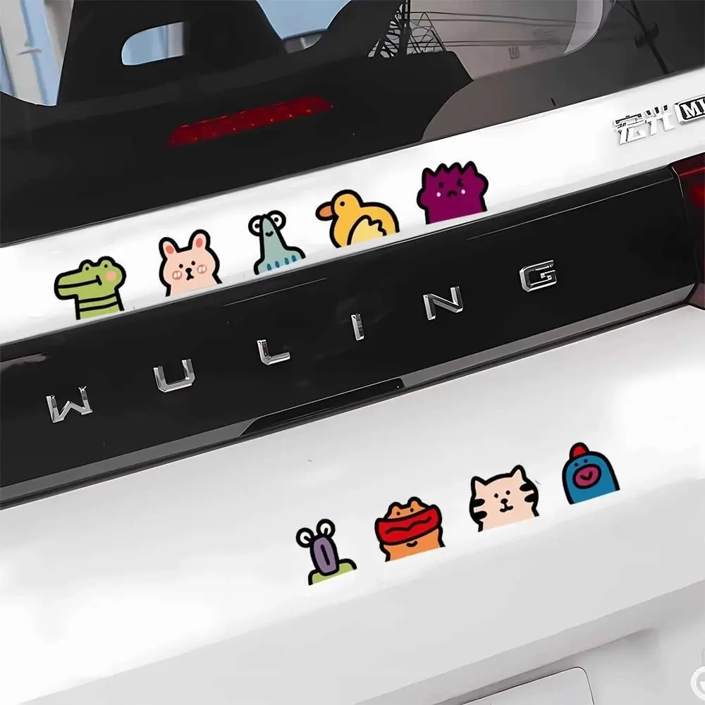9 Pcs Car Stickers, Cute Animal Cartoon Scratch Cover, Creative Personalized Decals for Electric Motorcycle Decoration, Fun Vehicle Accessories
