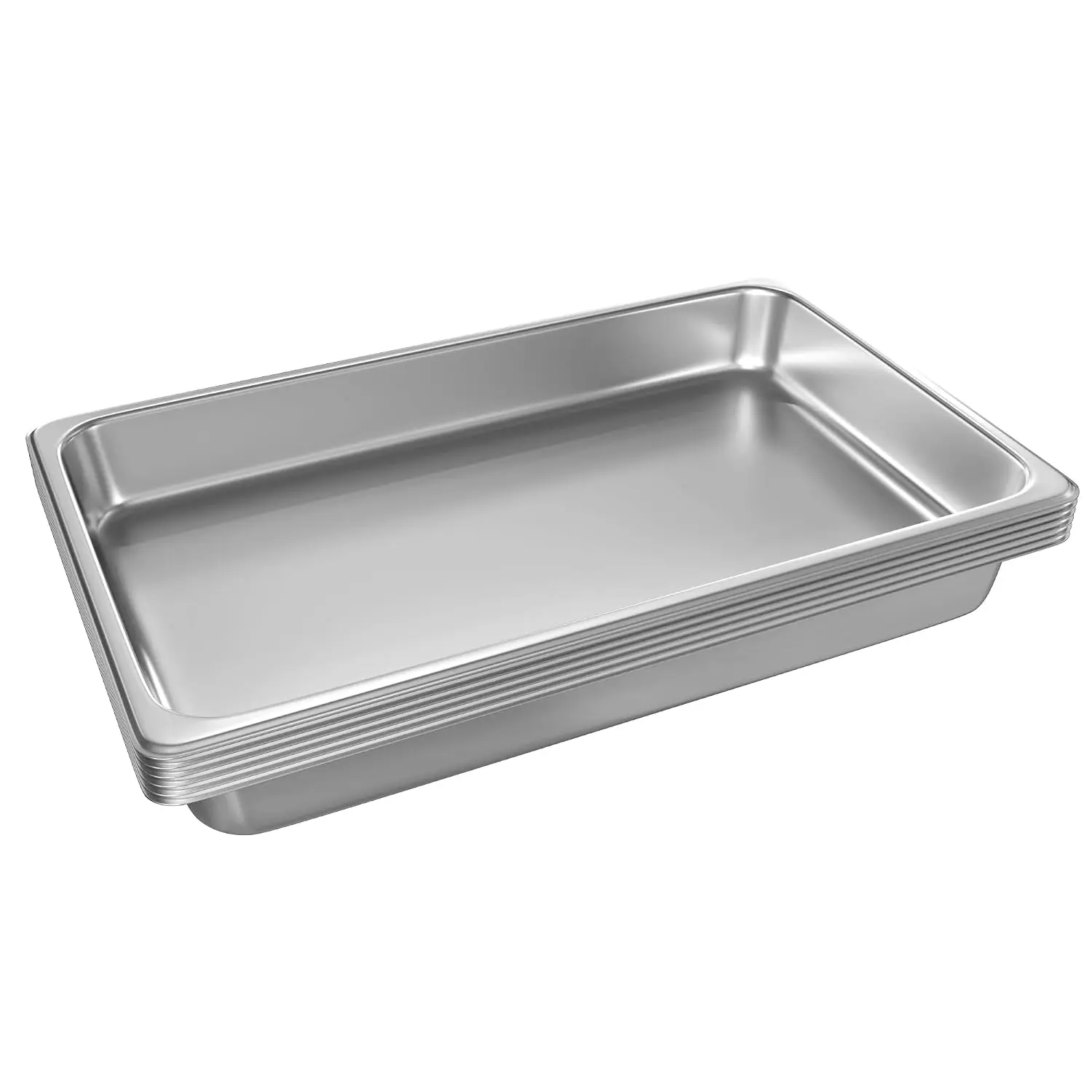 Full Size Steam Table Pans 6-Pack 2.5 Inch Restaurant Stainless Steel Pan Commercial Catering  Pan for Commercial Kitchen Supplies