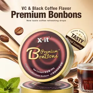 X-it Iced Coffee Candy 88g, for Driving, Overtime Work, Staying Up Late, Combating Drowsiness and Refreshing, VC American Style, Mint Throat Drops 88g