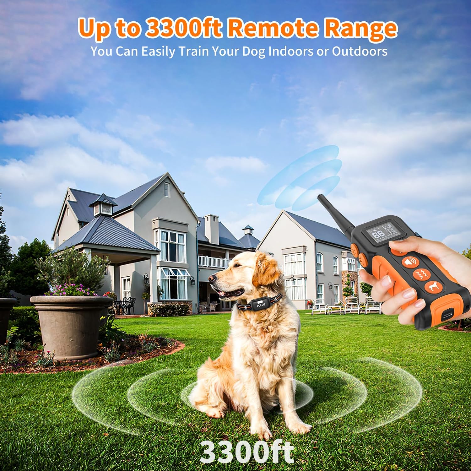 Dog Shock Collar with Remote and LED, 1 Box Waterproof Electric Collar with Beep, Vibration & Safe Shock, Training Collars for Small Medium Large Dogs