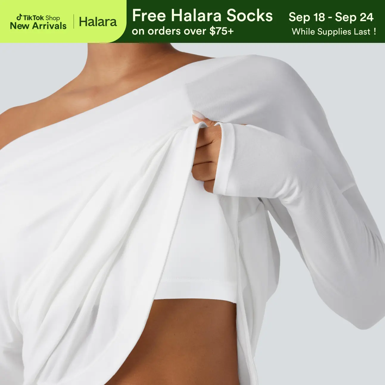 Halara One Shoulder Long Sleeve Thumb Hole Curved Hem High Low Quick Dry Yoga Sports Top-Built-in Bra Halara One Shoulder Long Sleeve Thumb Hole Curved Hem High Low Quick Dry Yoga Sports Top-Built-in Bra