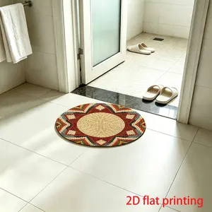 1 Pc Round Floor Mat, Geometric Pattern Area Rug, Household Decorative Home Decor Rug, Suitable for Hotel Decoration, Holiday & Festival Decor, Modern Geometric Design