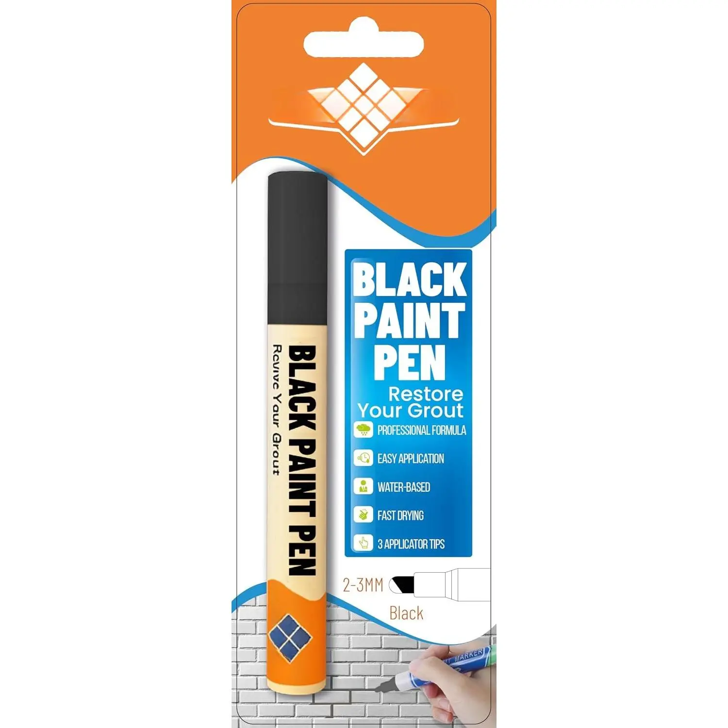 Grout Pen – Black - Tile Grout  & Repair Pen for Bathroom & Kitchen,  Grout  Up Marker, Restore & Recolor Grout Lines (Single Pack)