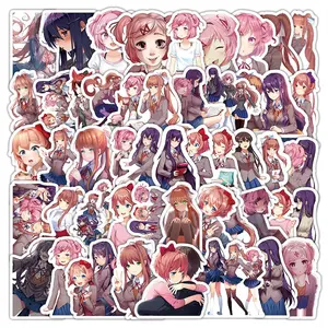 50pcs Cartoon Graffiti Stickers, Anime Stickers For DIY Planner, Water Bottle Decor, Decorative Stickers, Waterproof Small Stickers, Cute And Fun Anime Creative Stickers, Doki Doki Literature Club! Stickers, Just Monika Stickers, Sticker Set