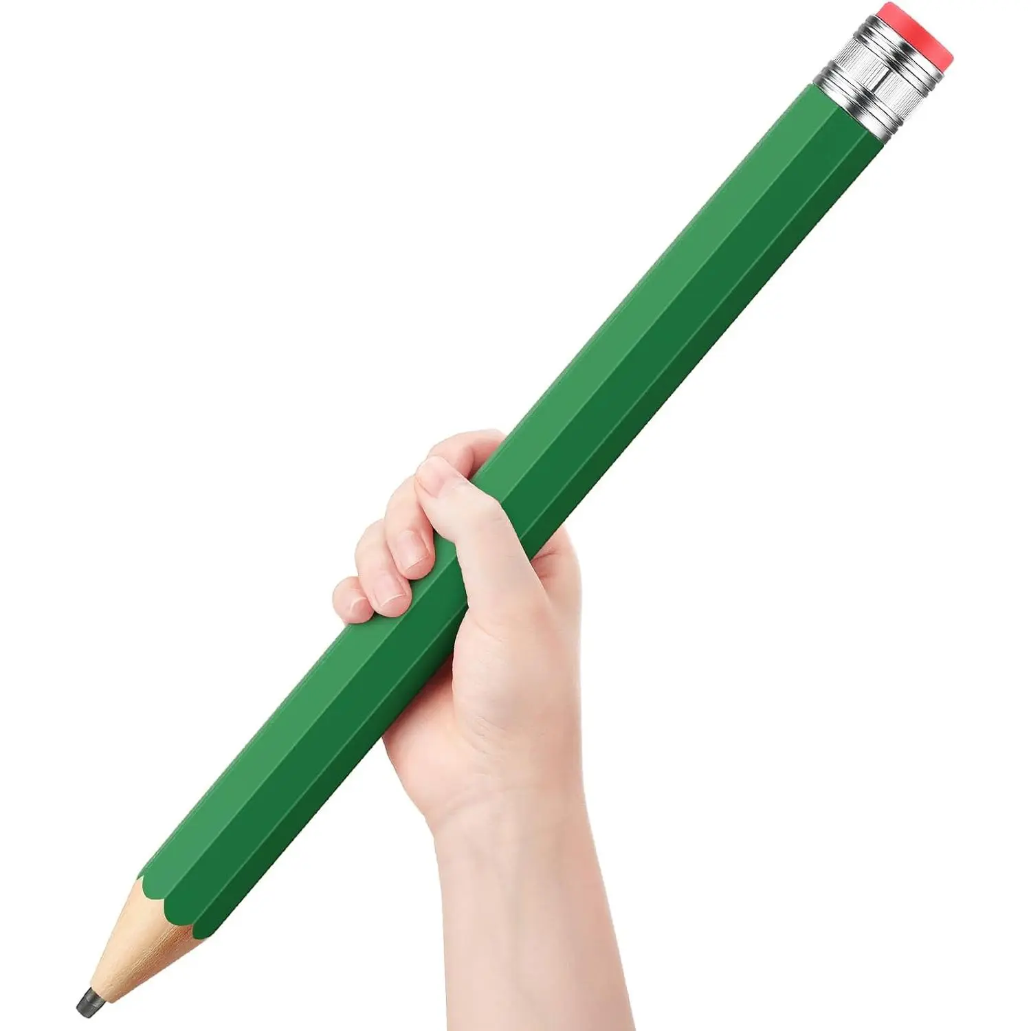 16 Inch Wooden Large  Pencils Giant Big Funny  Pencil with Cap and Eraser Fun Novelty Gifts for  School   Office Prop Supplies(Green)