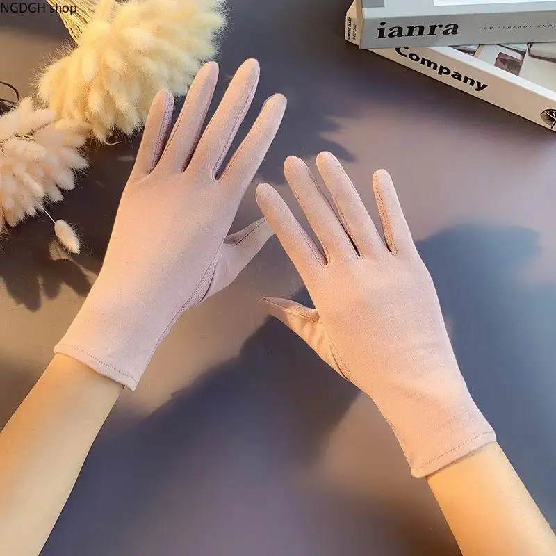 Women Pink UV Protection Full Finger Gloves Lightweight Breathable Slim Fit Summer Driving Outdoor Travel Sport Gloves