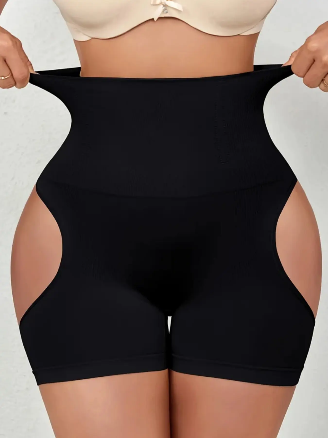1 Count Women's Fashion Slim Sexy Hip Enhancer Design Bottoms, High Waist Hollow Hip High Elasticy Compression Body Shapewear Shorts, Fajas, Breathable Comfortable Tummy Control Body Shaper Panties, Suitable for Yoga & Daily Wear & Fitness Underwear