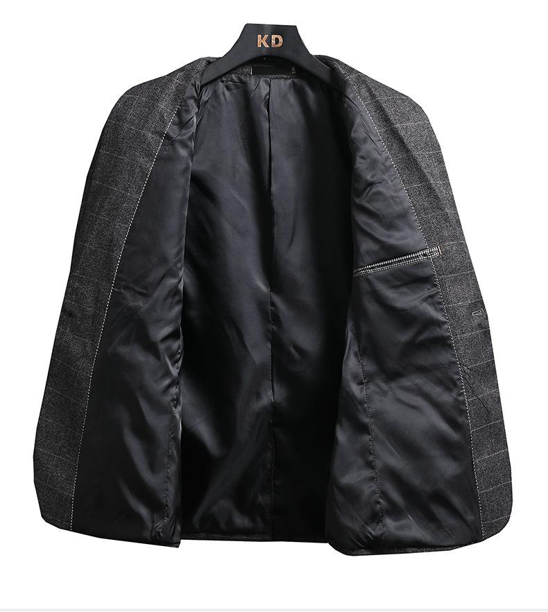 Men's Plaid Slim Fit Suit  Korean Style One-Button Notch Lapel Casual Blazer with Pocket Detail & Center Vent