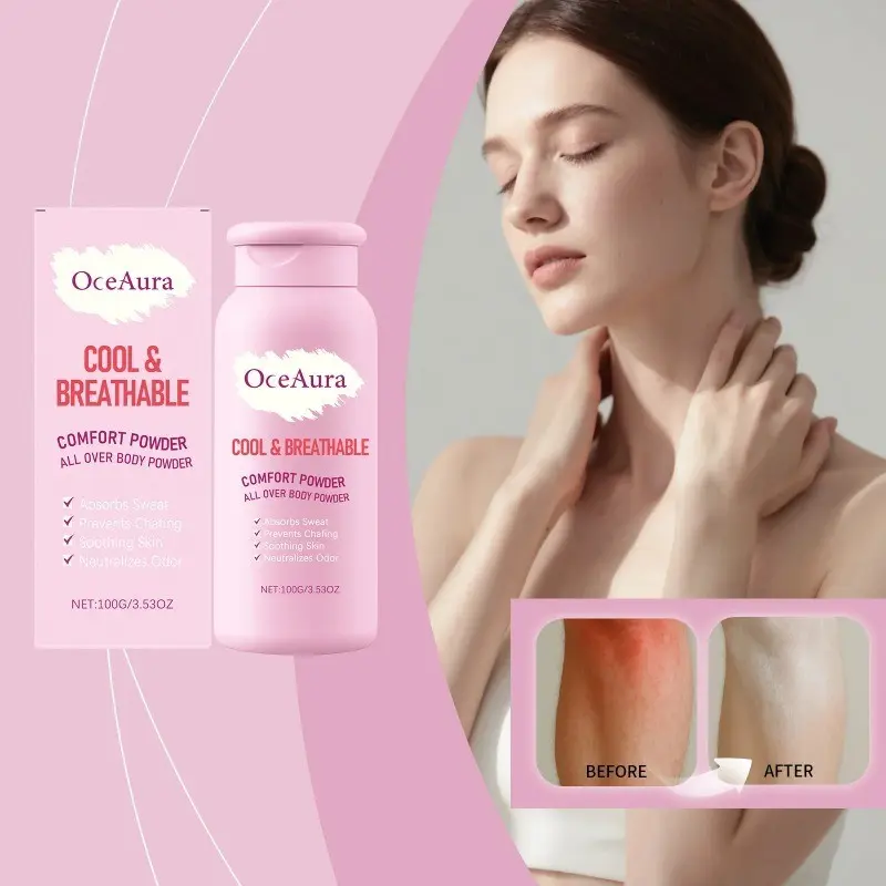 Talcum Powder for Body Cleaning Absorb Sweat Reduce Friction Increase Skin Comfort Anti Heat Rash Prickly Heat Powder Keep Skin Refreshing Powder Summer Dusting Powder
