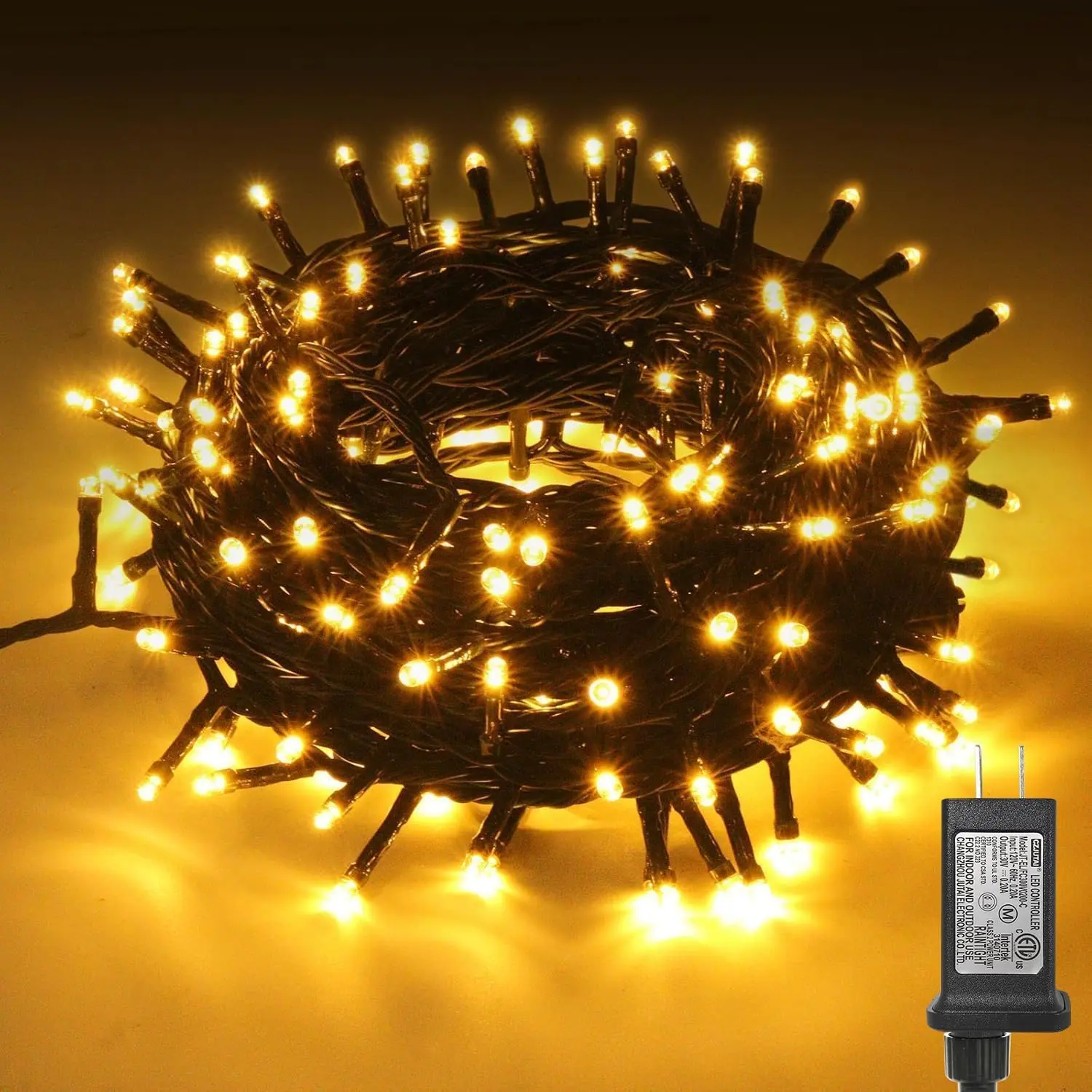 Christmas Tree Lights, 65FT/20M 200 LED Christmas Lights Plug in, 8 Modes  Outdoor Lights Indoor, Memory Function, Connectable String Lights for Party, Patio, Wedding (Warm White)