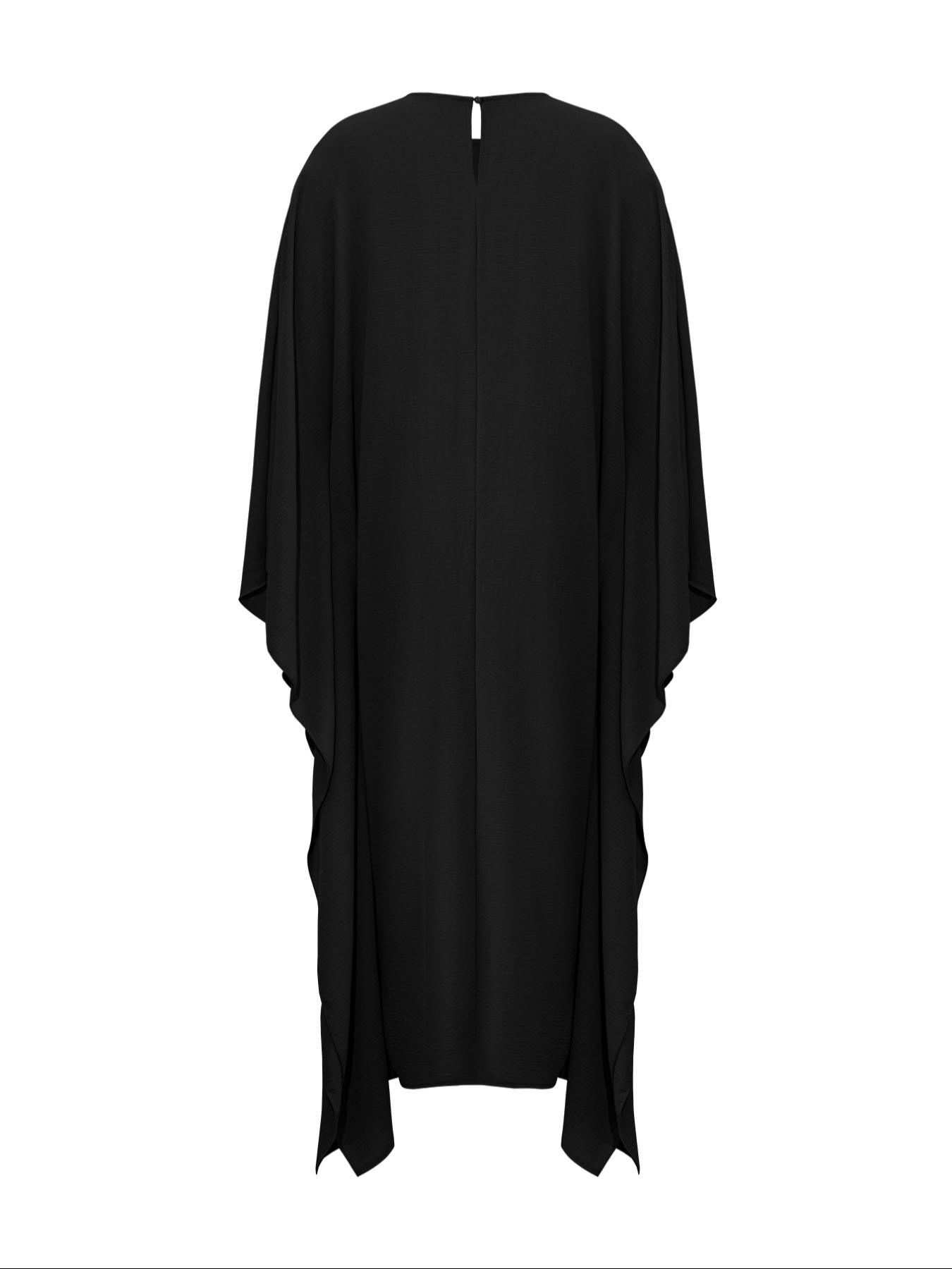 Women's Solid Color Loose-Fitting Batwing-Sleeve Long Dress, Casual Summer Woven Fabric Dress, Perfect for Relaxed Outings