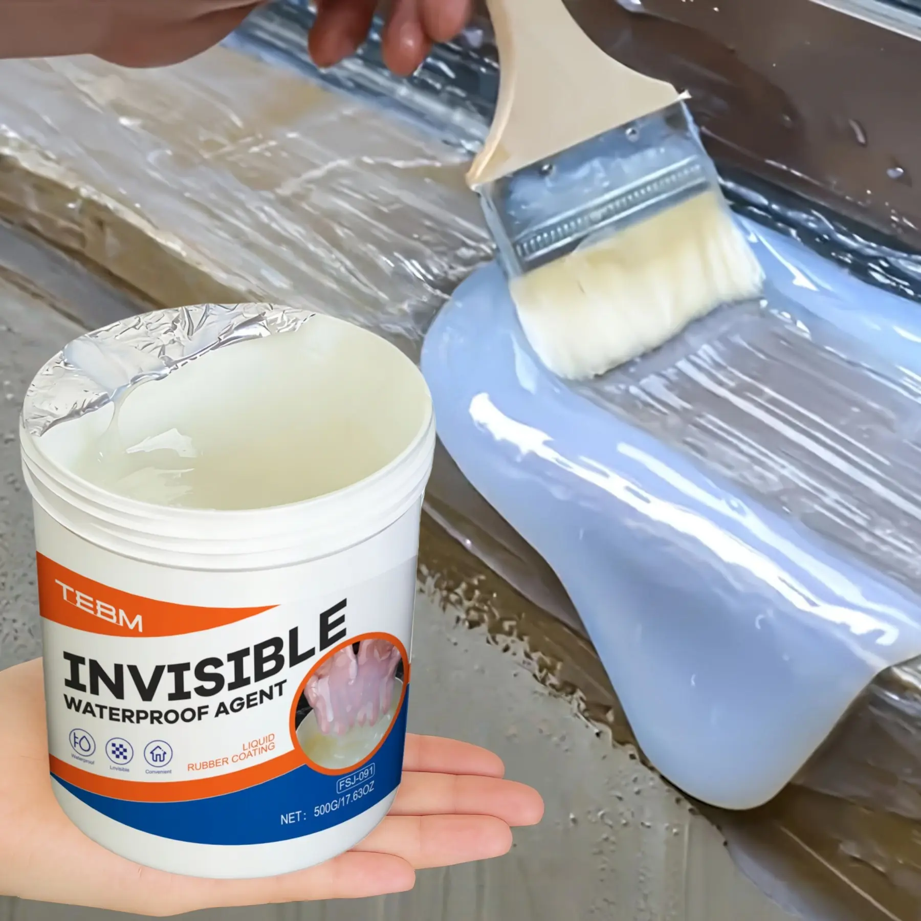 Transparent Waterproof Roof Sealant Coating - Weather-Resistant Exterior Repair Agent for Car Windows & Tile Surfaces, Brush-On Clear Seal for Leaks & Micro-Cracks Long-Lasting Protection invisible