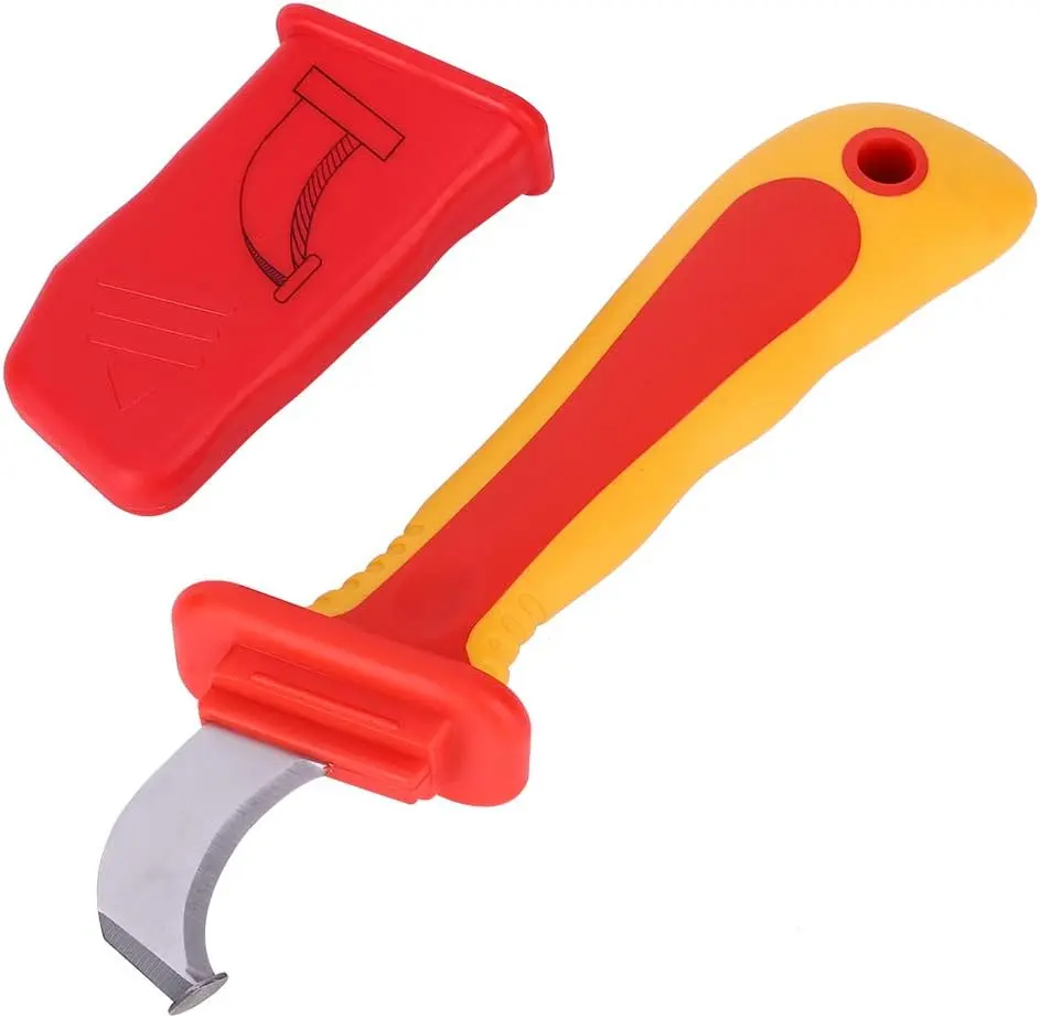 1000V Insulated Dismantling Knife for Electricians, 210mm (8.3inches) Steel Blade Tool with Fast Cable Stripping, Wire Cutting & Anti-Rust Features, IEC60900 Certified