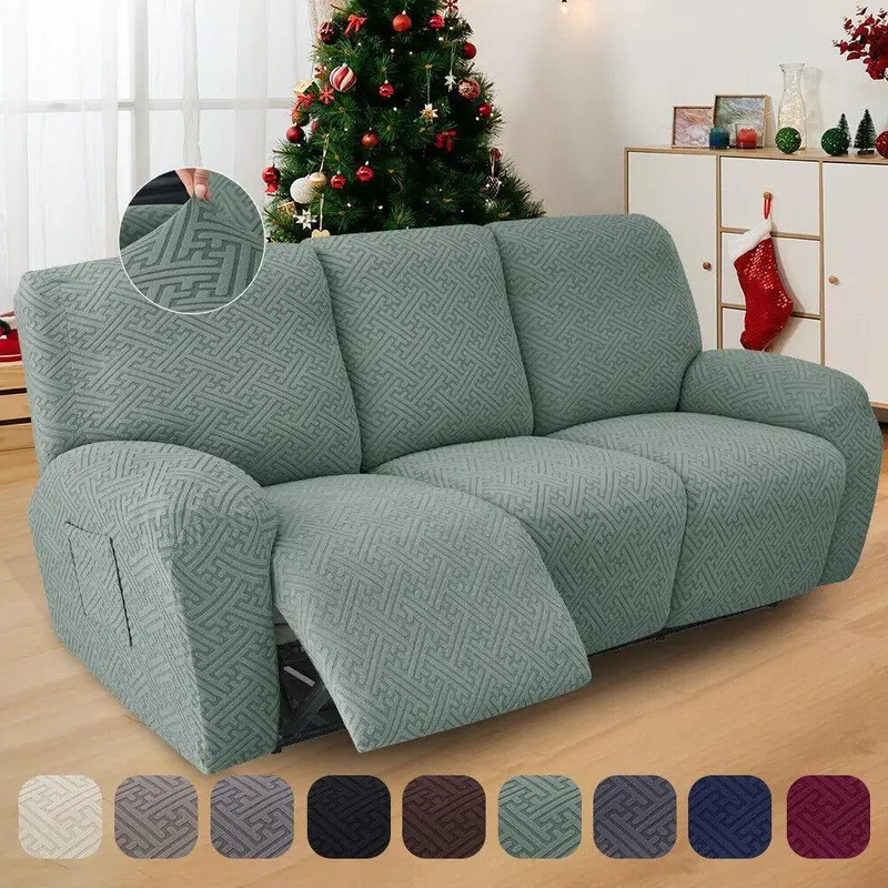 1/2/3 Seater Elastic Recliner Sofa Cover Stretch Armchair Covers Couch Slipcover With Pocket For Living Room, Office, Home Decor