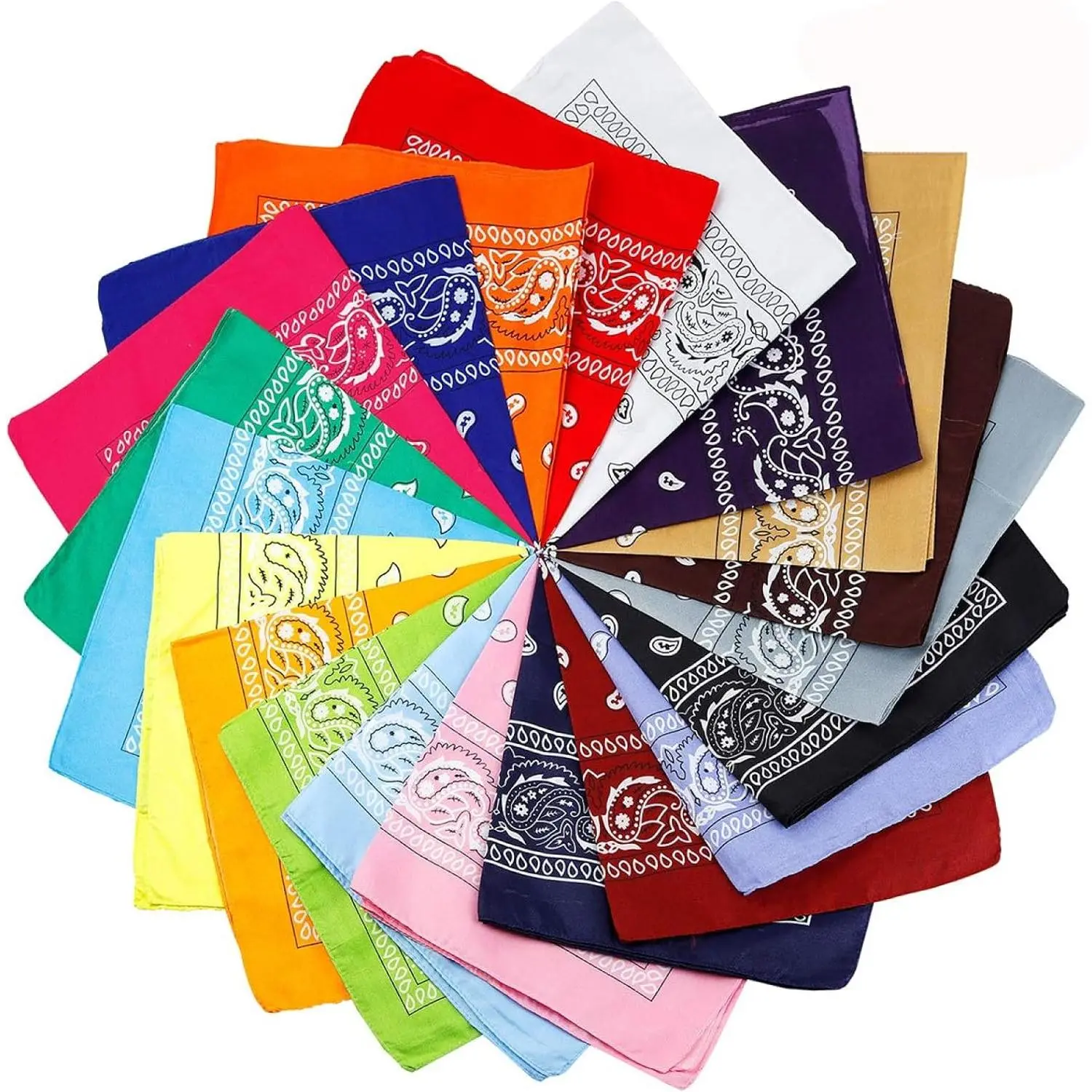 20-Pack Paisley Bandanas, Cowboy-Style 22x22 in Head Scarves & Handkerchiefs for Men & Women, Sports & Outdoor Sporty Face Covers & Mask