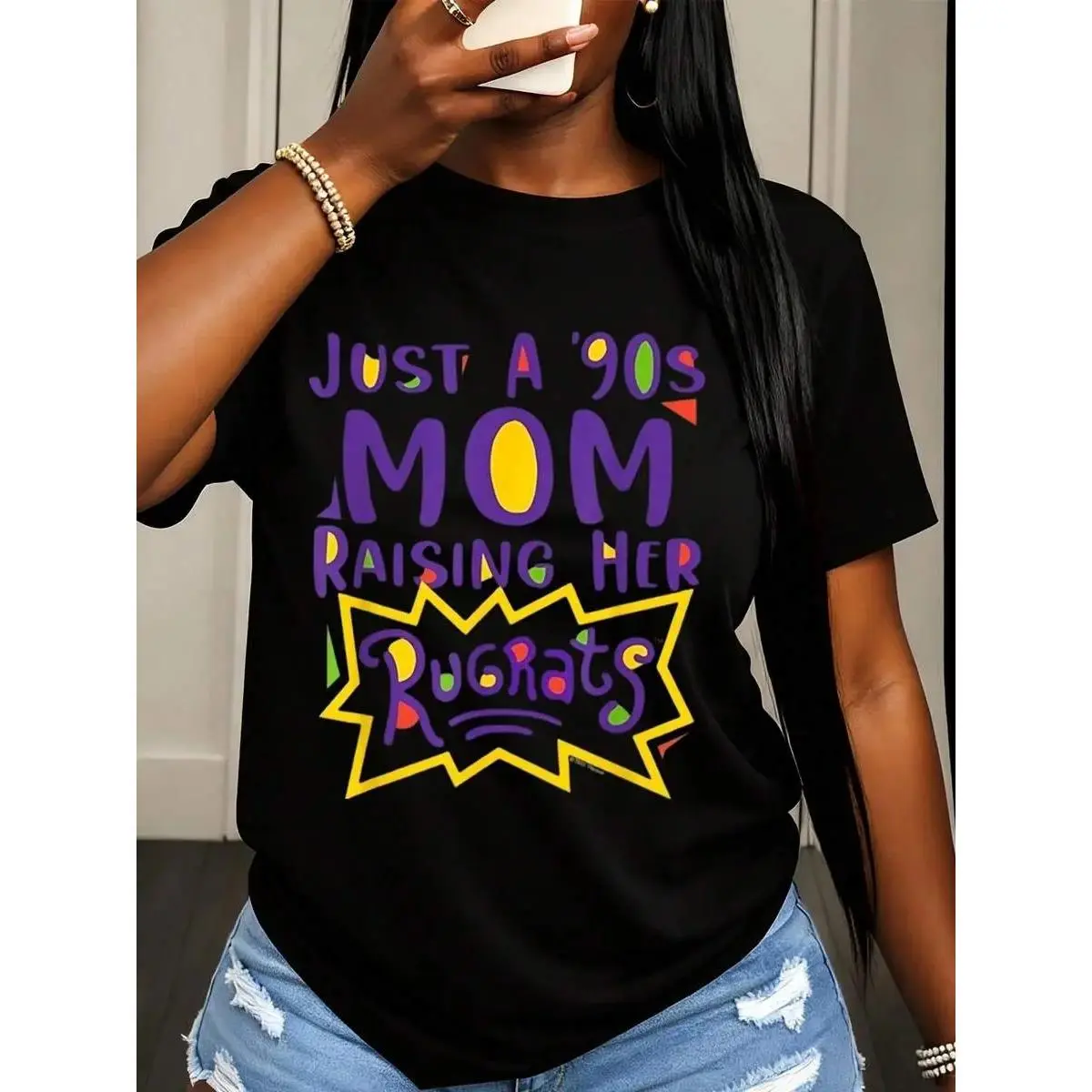Just A 90s Mom Raising Her Rugrats T Shirt For Women Vintage Nostalgic Parenting Gift 90s Themed Funny Shirt For Moms With Kids From The 90s Era Perfect For Birthday Or Mother Day Celebration,belle