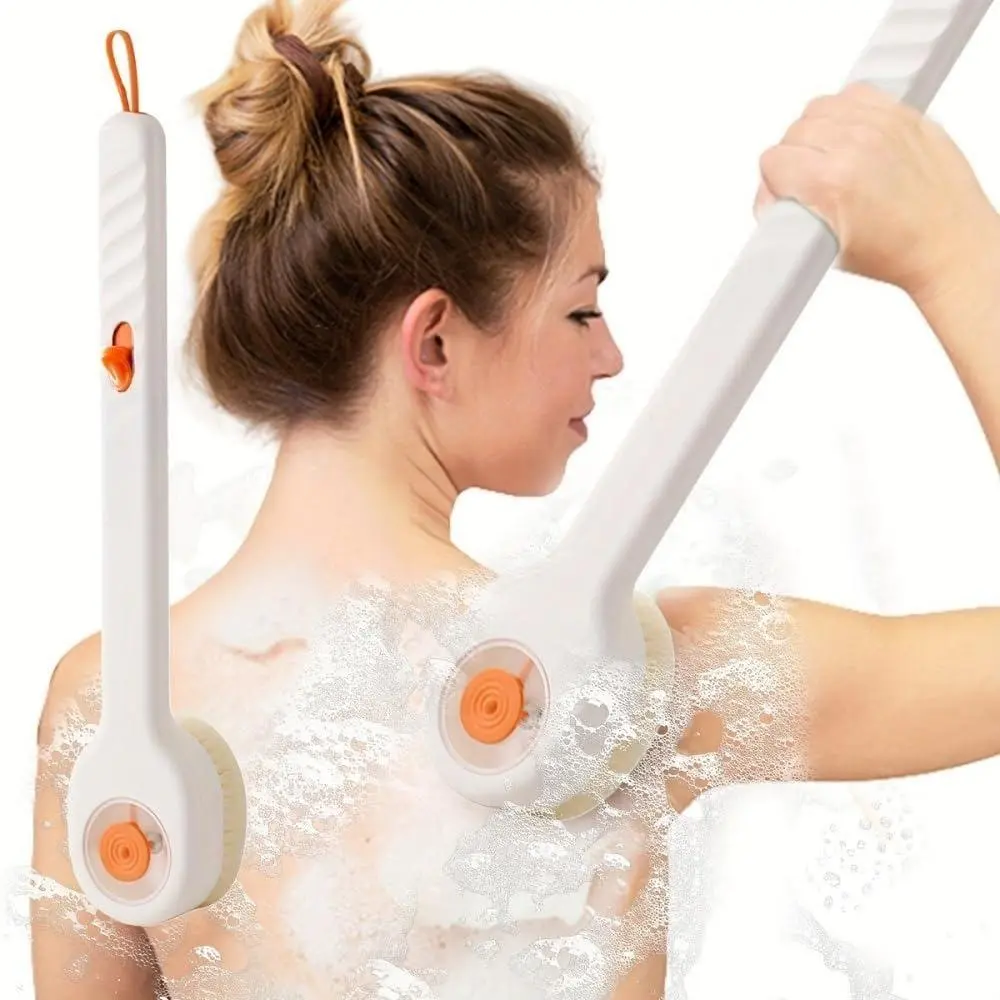 2-in-1 Exfoliating Bath Brush with Soap Dispenser, Practical Long Handle Soft Bristle Body Scrubber for Daily Shower Cleaning, Personal, Shower Scrubber Tool, Exfoliating Back Scrubber