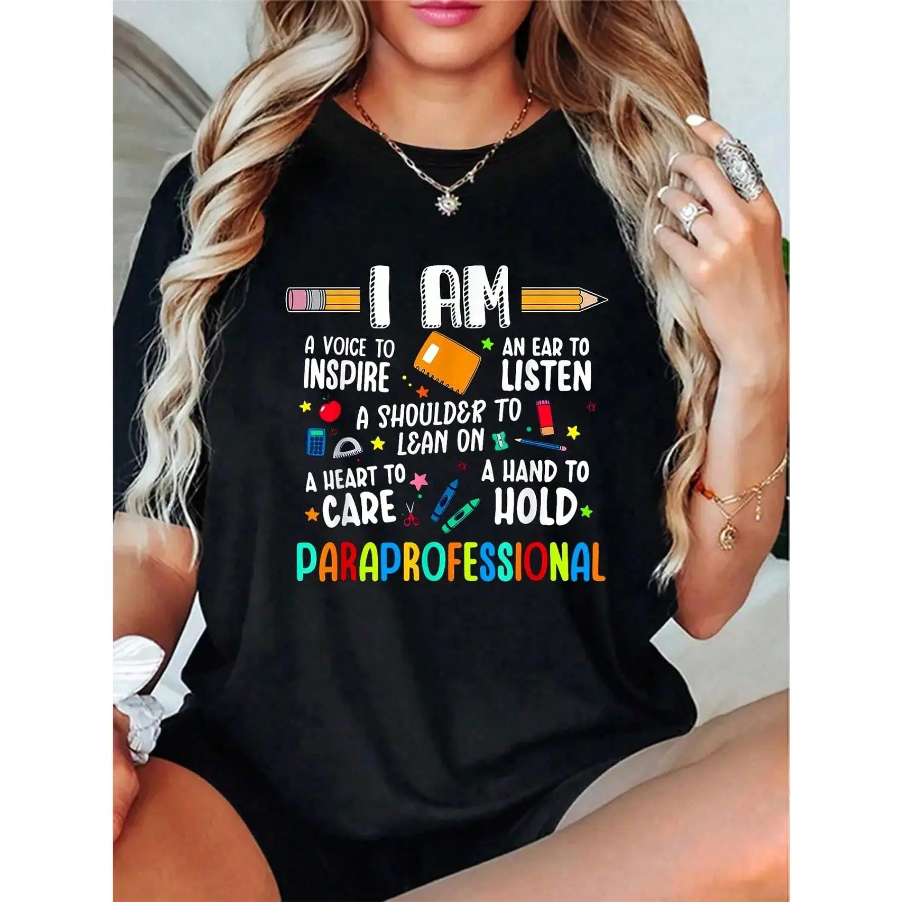 Paraprofessional Paraeducator SPED Teacher Paraprofessional T-Shirt -100% Cotton Short Sleeve, Casual, Breathable Summer Outfits For Women,Summer