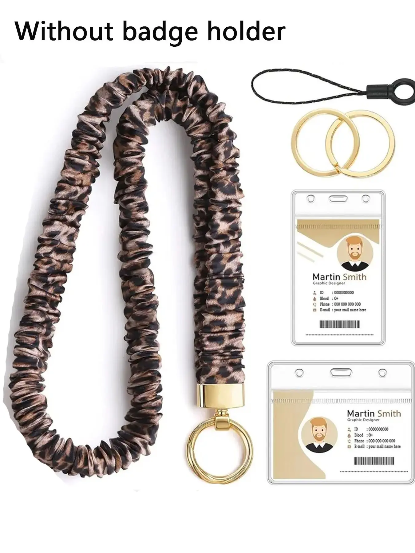 Scrunchie Teacher ID Badge Lanyard, Retractable Stretch Lanyard for Women, Dual-use Strap for Keys and ID Cards