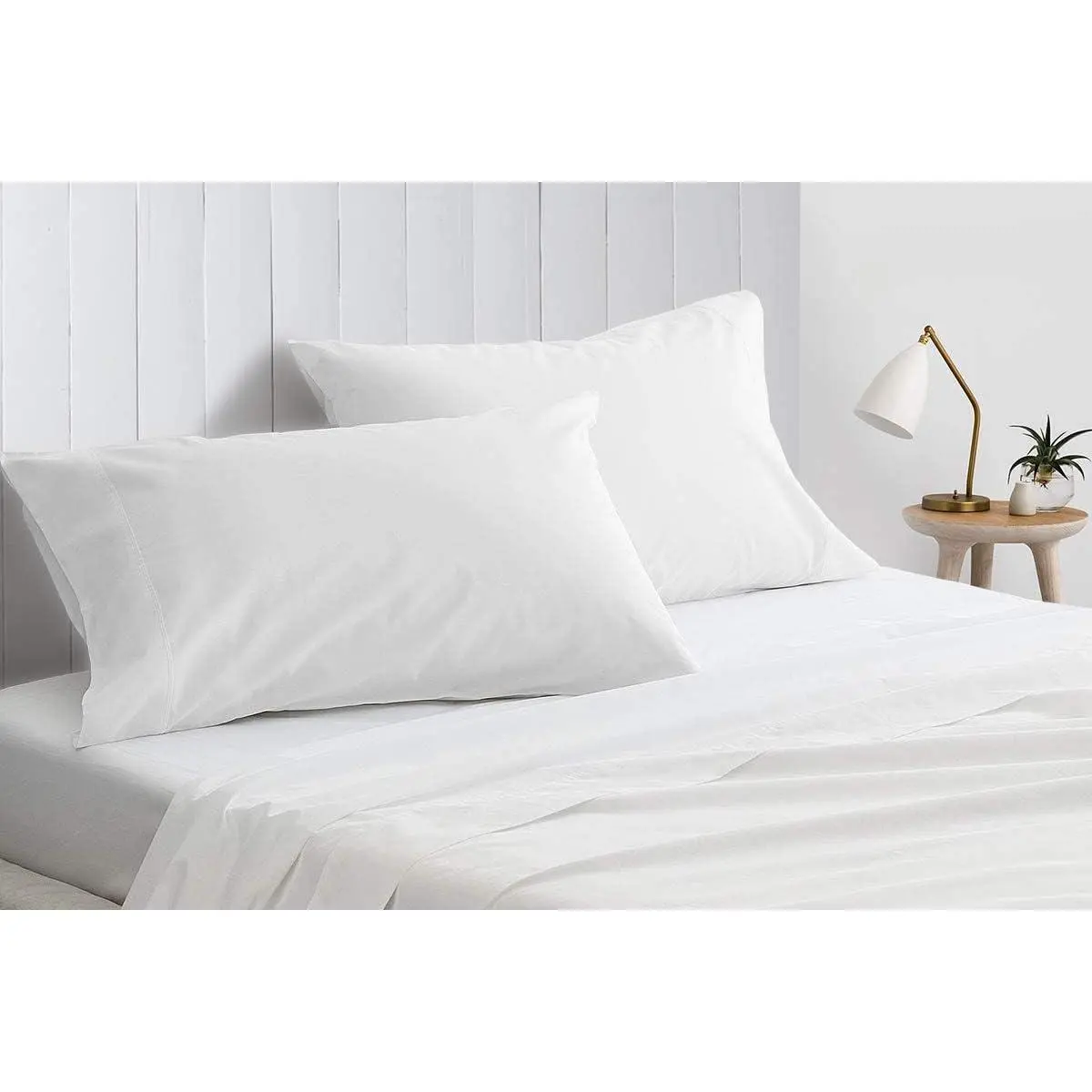 Set of Two  Superhuge Pillow Case - Cover -  Egyptian , 600 Thread Count Sateen, (Size 31 x 40) (31 X 40, White Solid)