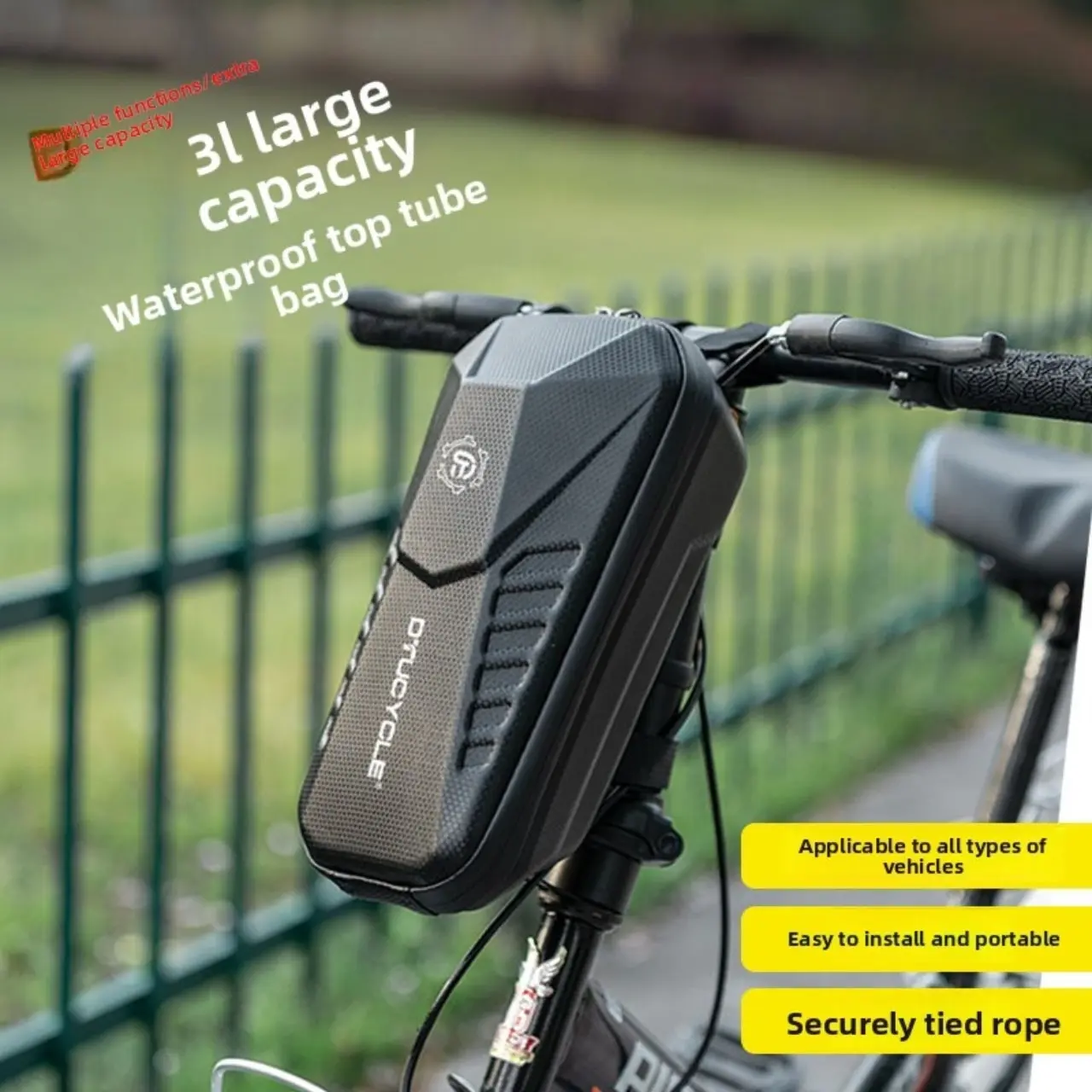 New Front Pack Tool Bag Bicycle Storage Bag, Large Capacity Hard Shell Waterproof Electric Bike Hanging Bag, Durable and Practical Design