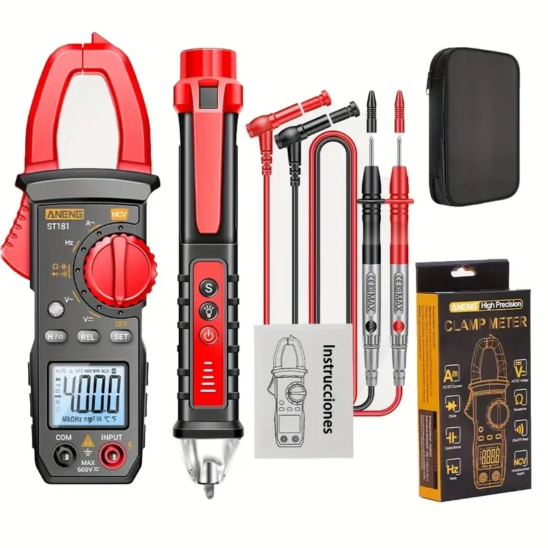 Multifunctional Clamp Meter, Digital Clamp Meter, Volt Meters and Multimeters, AC/DC Current Voltage Temperature Capacitance Resistance Tester, Professional Measuring Instruments (No Battery)
