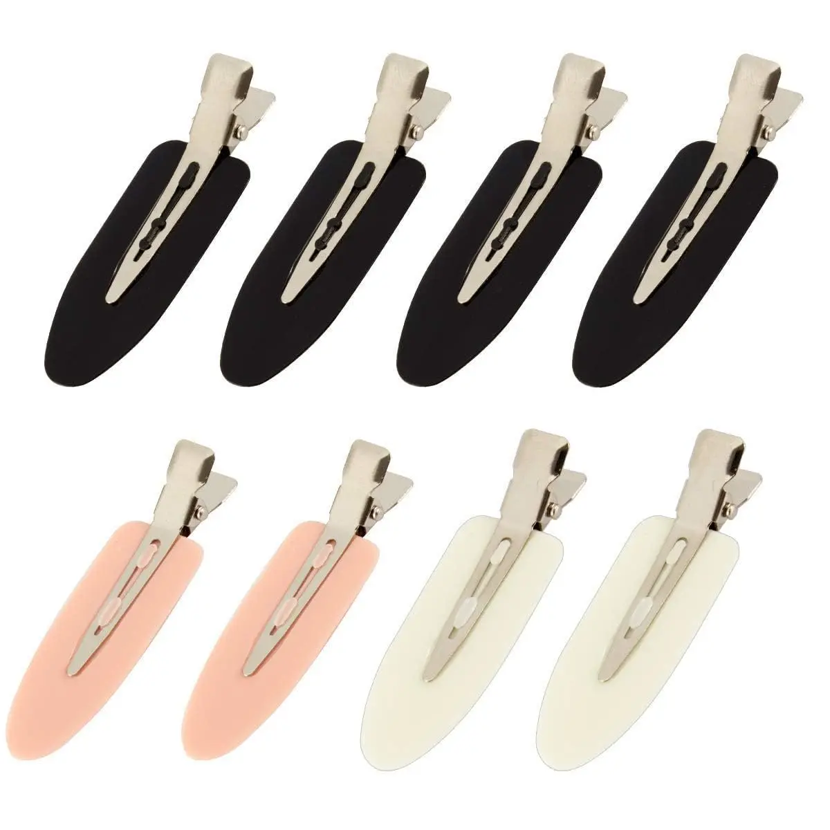 8 count Creaseless Hair Clips for Women Styling, 4 Black, 2 White, 2  |  No Crease No Bend,  Flat Hair Barrettes for Fixing Bangs, Hairstyle Stuff, Makeup Accessories