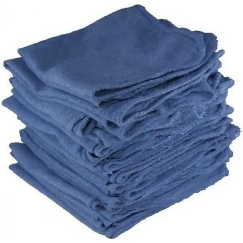 Commercial Grade Liquid Absorbent Low Linting Rag Cleaning Cloths, 14"x14" Long-Lasting Auto Mechanic Shop Towels, 25-Pack Bulk Blue Rags