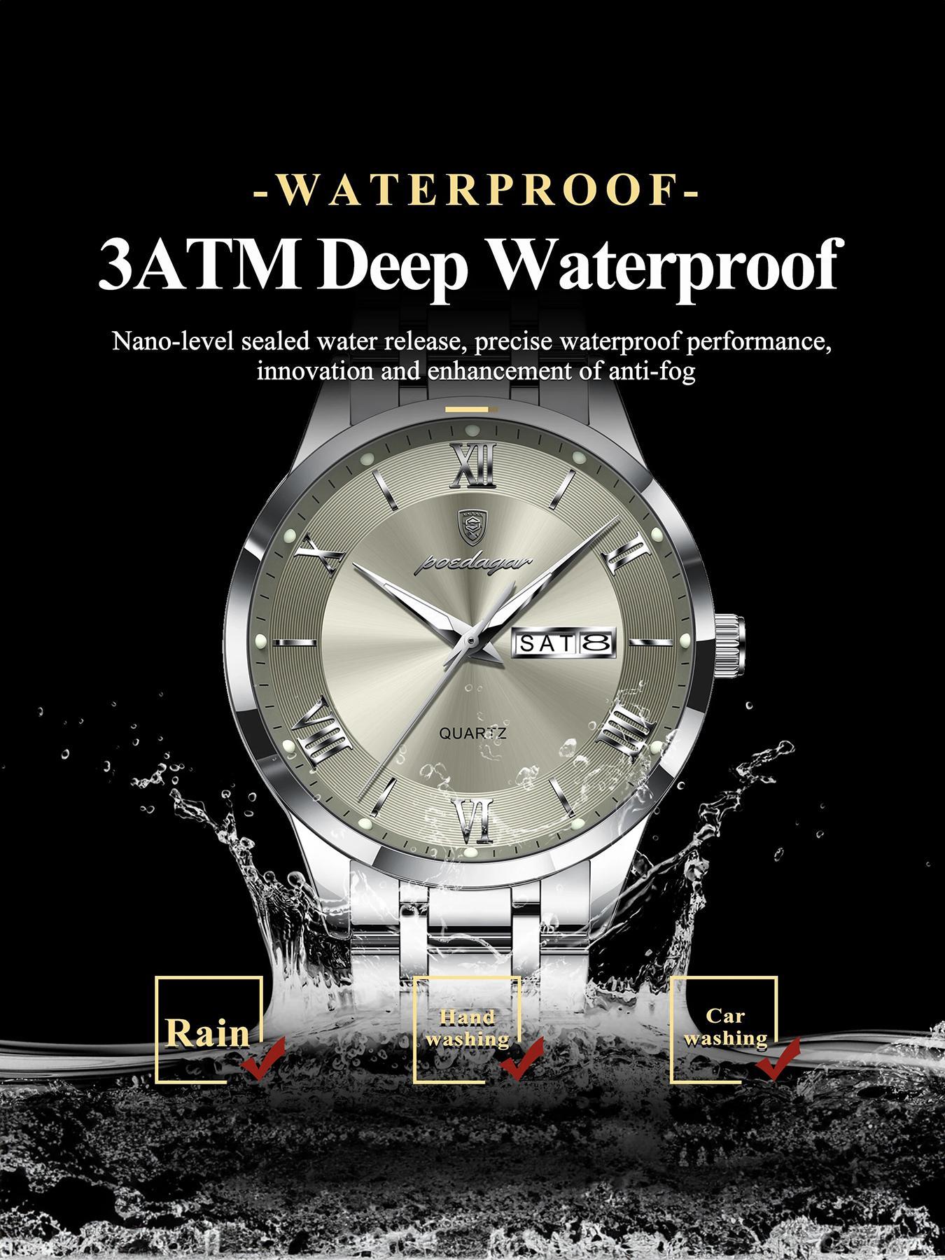 Men's Business Fashion Round Dial Analog Quartz Watch, Fashionable Stylish Watch, Fashion Watch for Party, Daily Clothing Decor, Trendy All-match & Exquisite Watch for Birthday Gift with Box