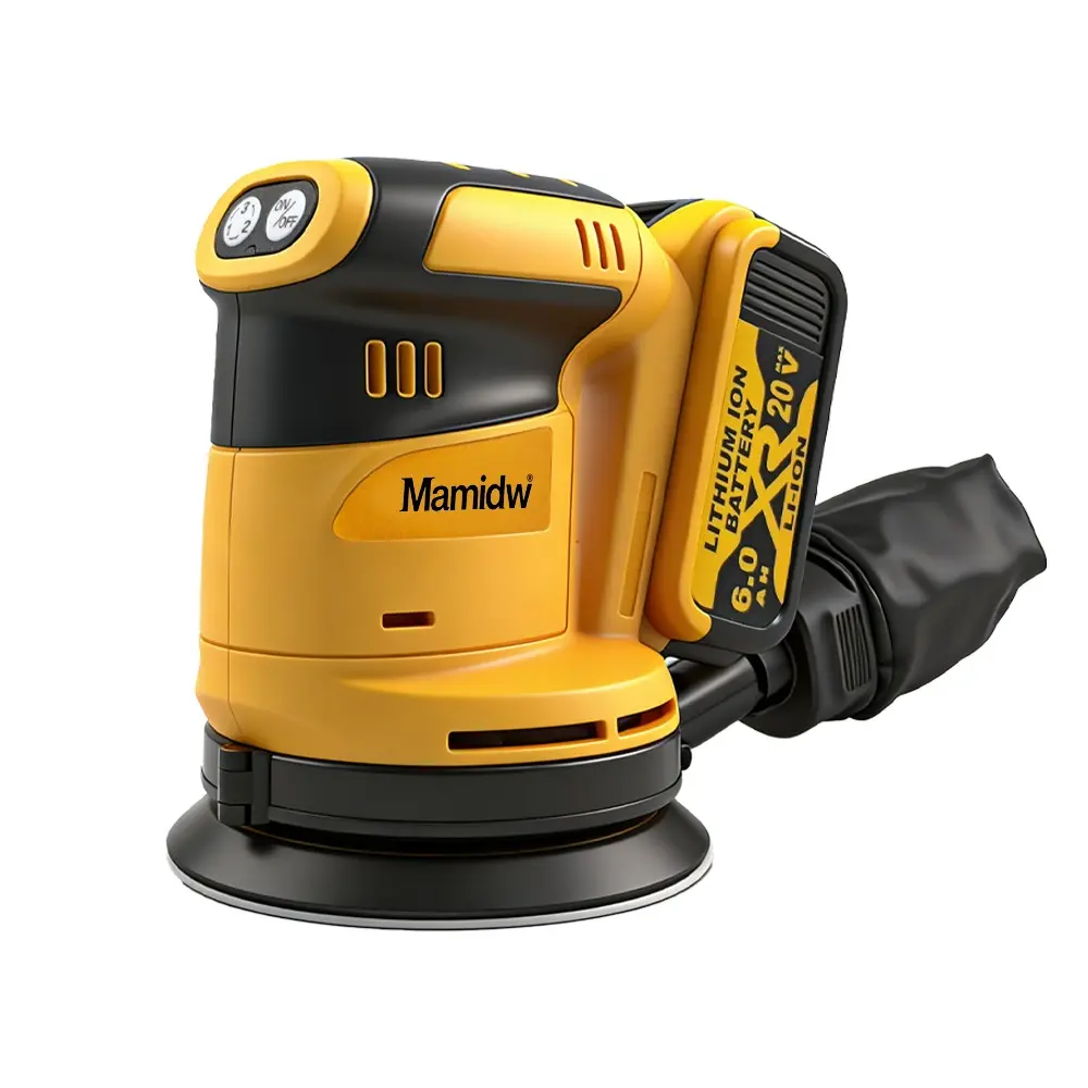 Mamidw Cordless Lithium Orbital Sander, 125mm, 11000 RPM, Pure Copper Motor, 8-Hole Dust Collection, Lightweight Design, Household DIY Tool