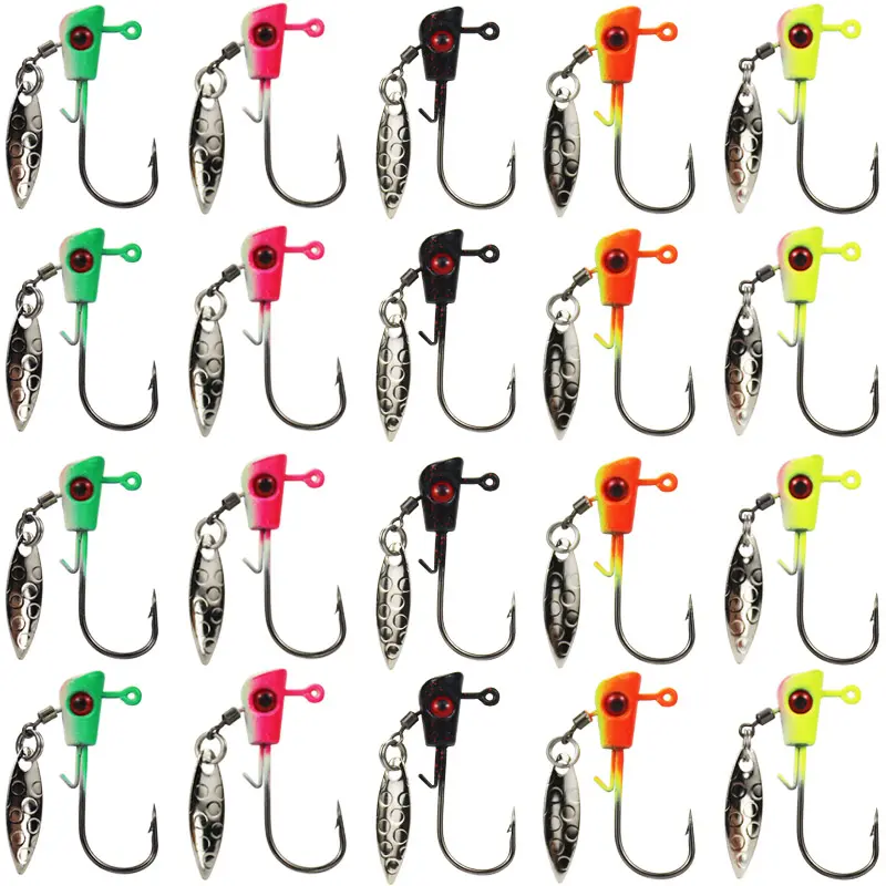 20 Pcs Underspin Shad Jig Heads with Willow Blade, 1/16oz & 1/8oz Lead Weight Artificial Lures for Freshwater Crappie Jigging, Bass & Trout